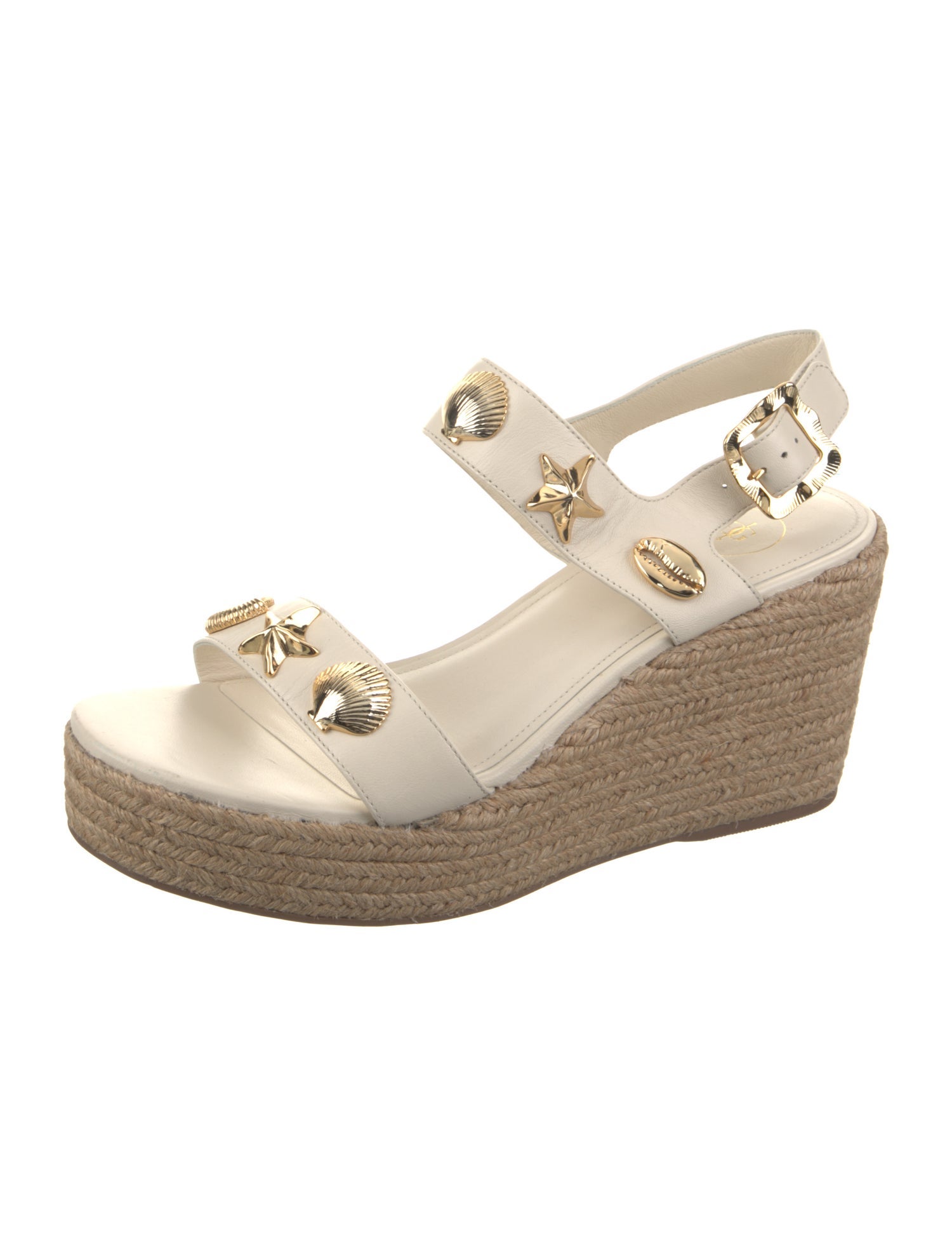 Larroude Leather Studded Accents Espadrilles