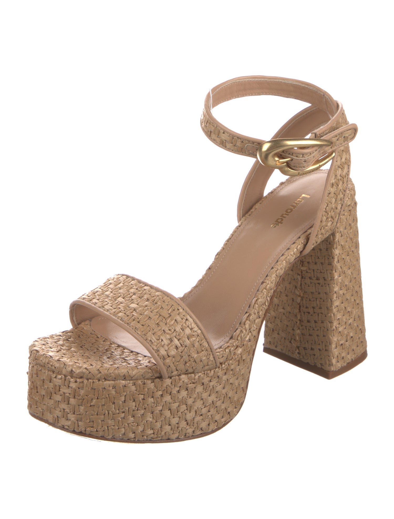 Larroude Straw Sandals