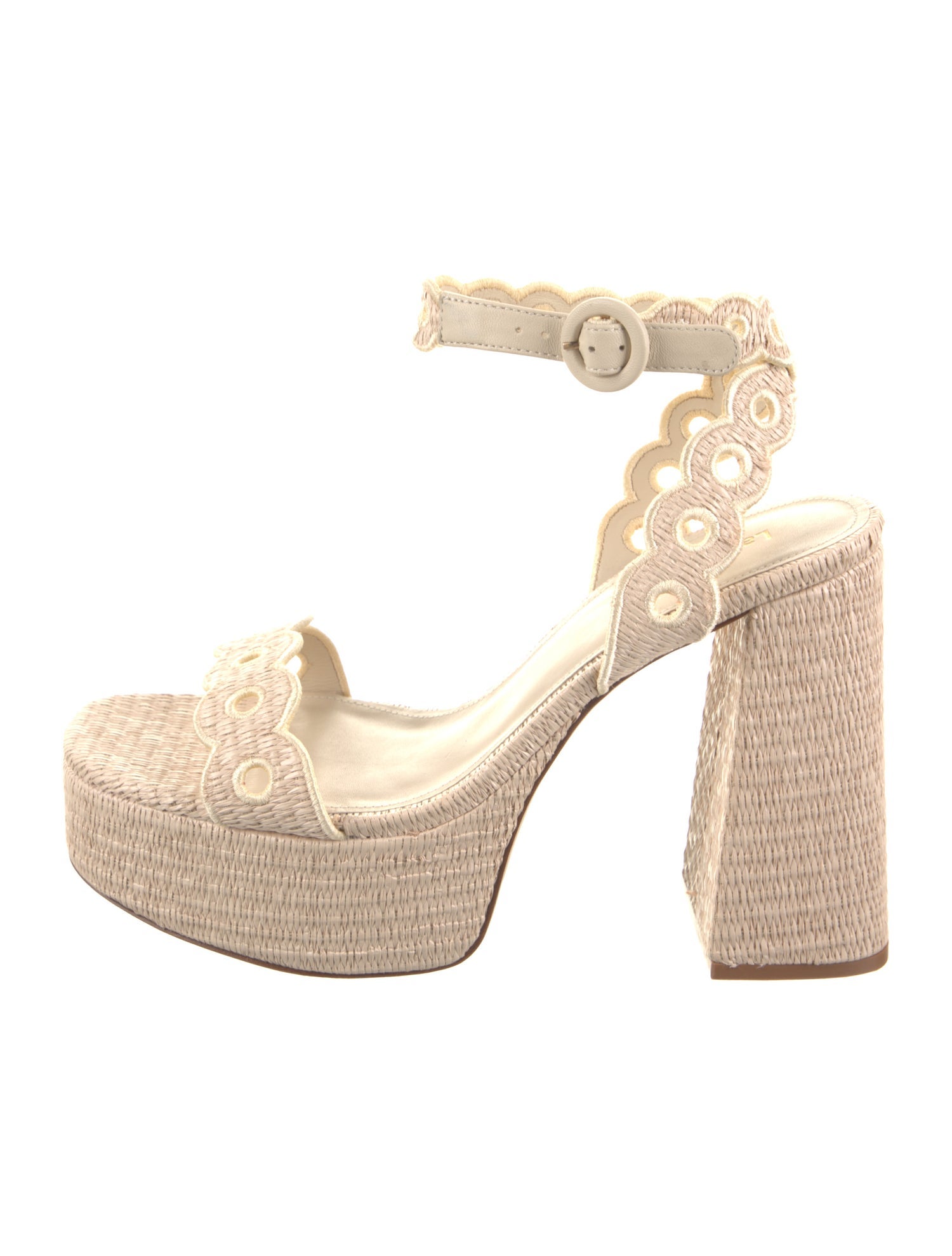 Larroude Straw Scalloped Accent Espadrilles
