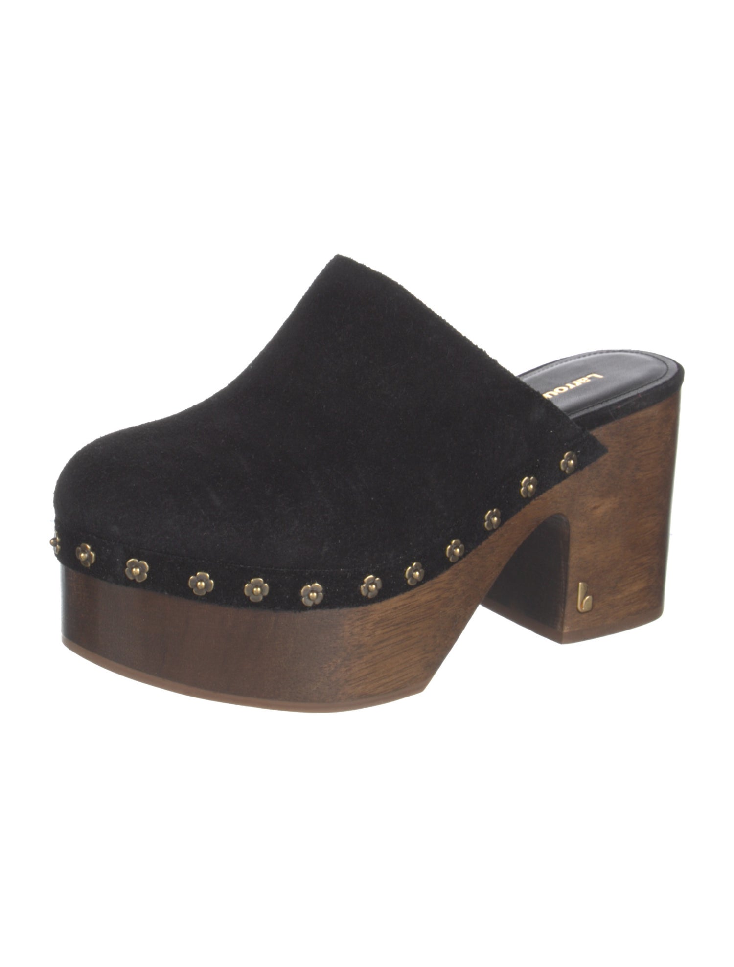 Larroude Suede Studded Accents Mules