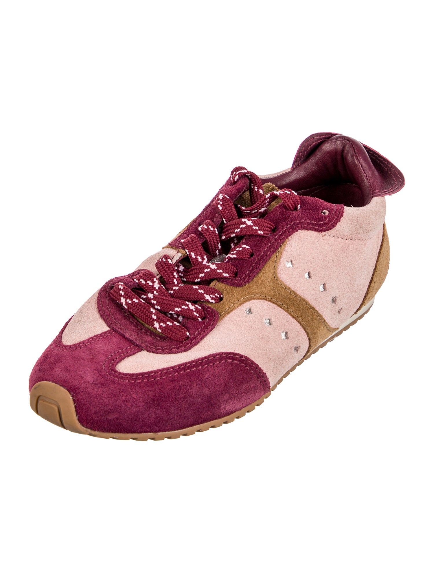 Larroude Suede Colorblock Pattern Sneakers