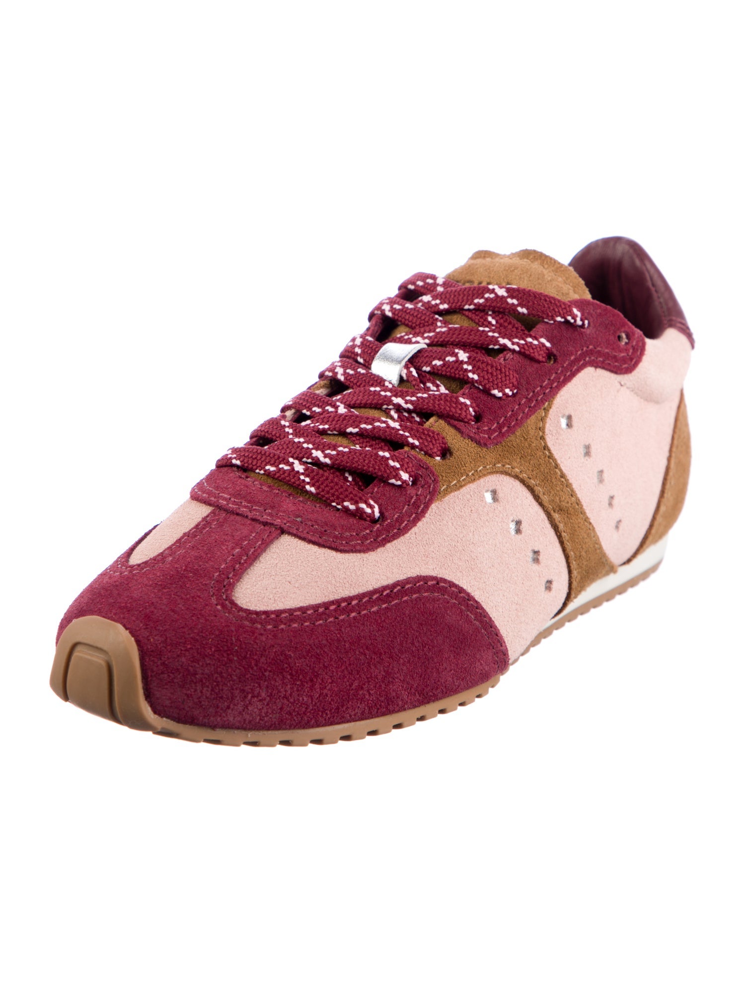 Larroude Suede Colorblock Pattern Athletic Sneakers