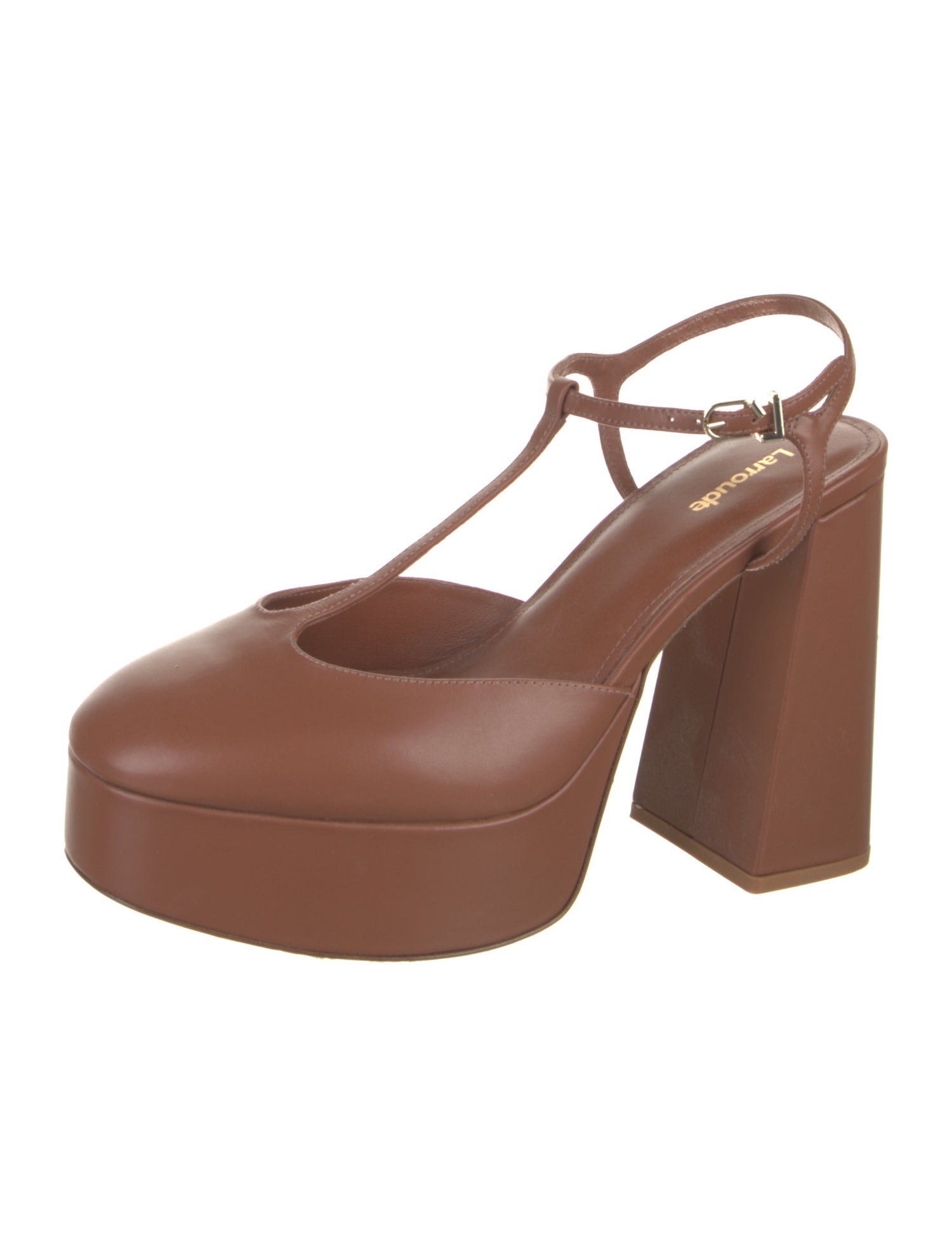 Larroude Leather T-Strap Pumps