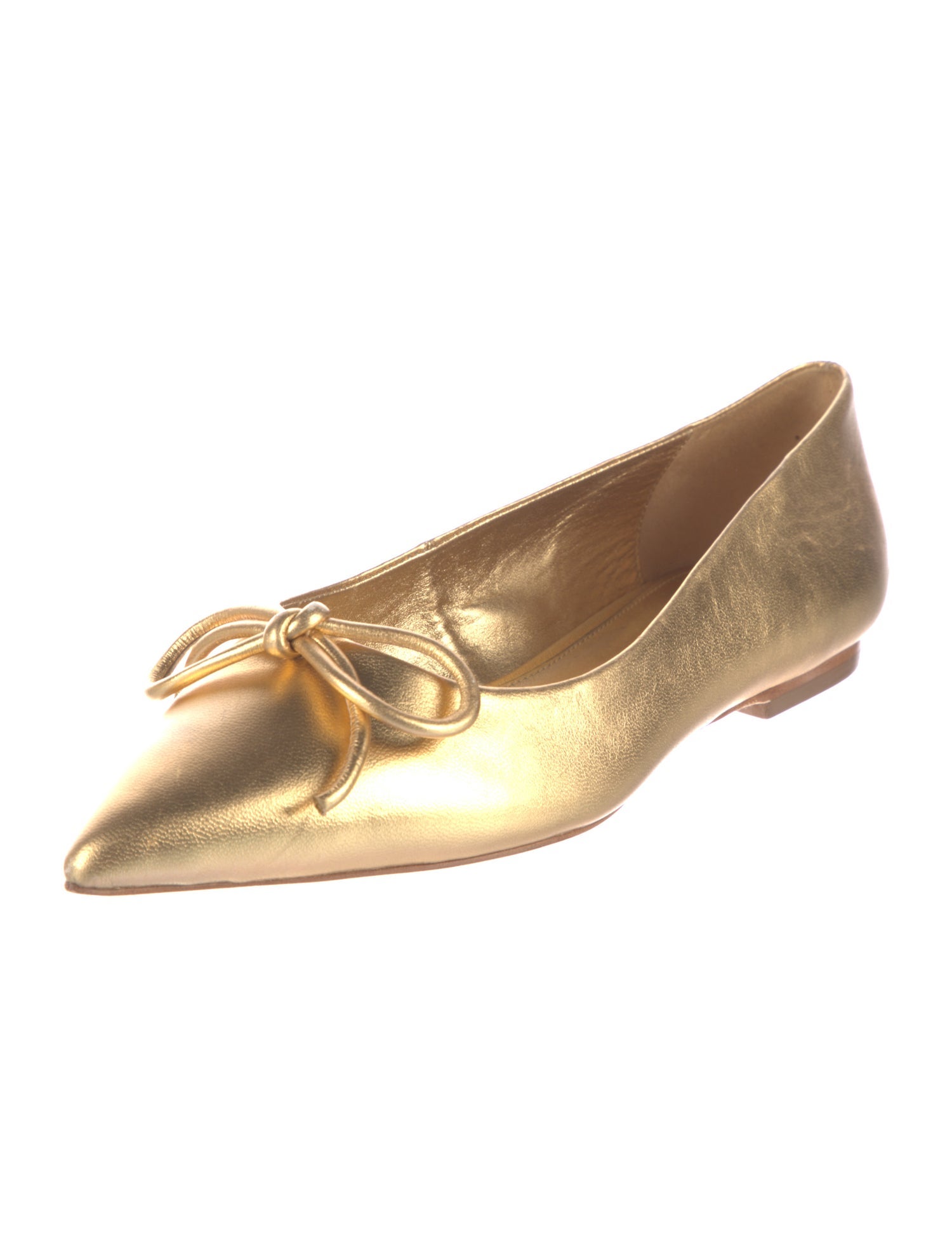 Larroude Leather Bow Accents Ballet Flats