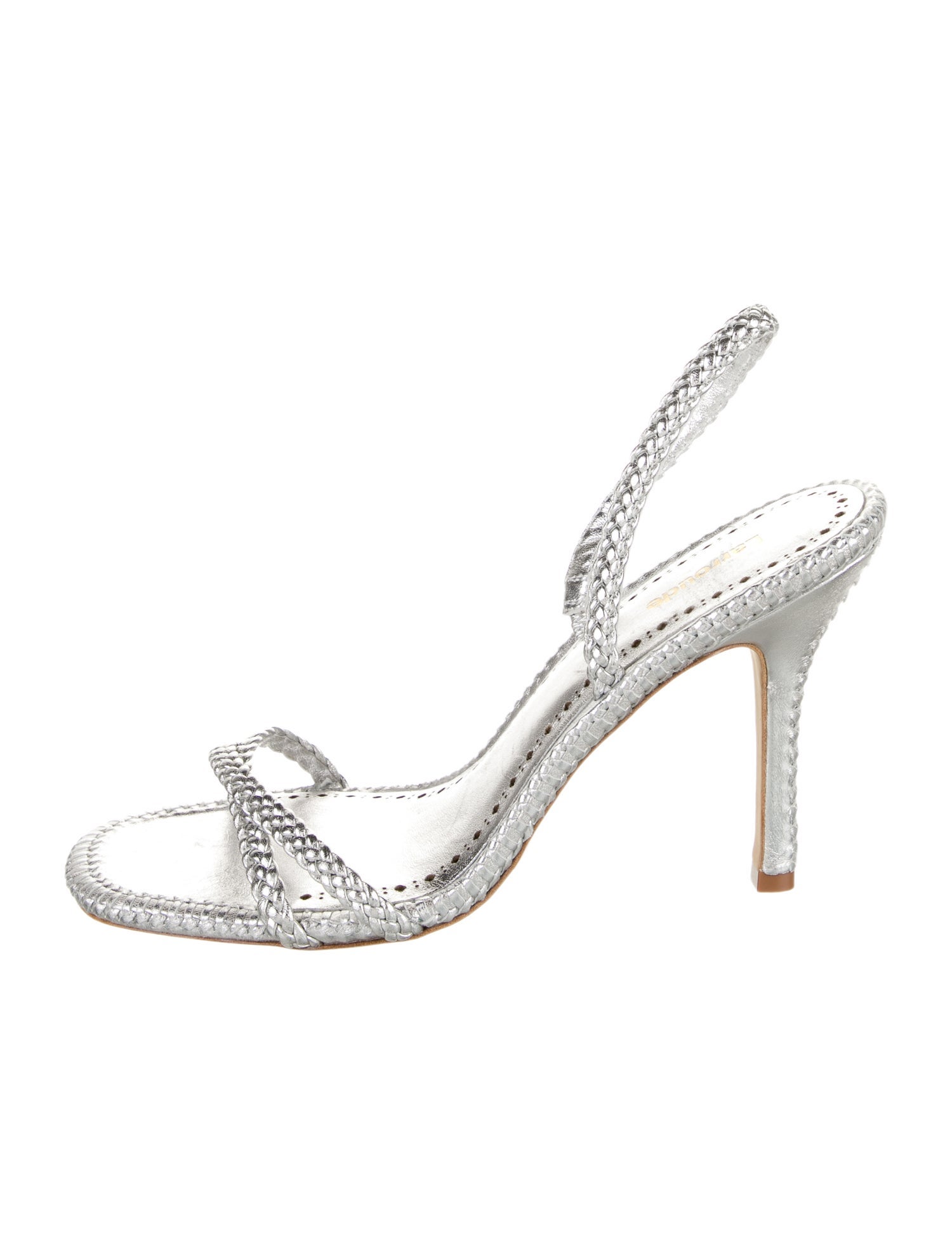 Larroude Leather Braided Accents Slingback Sandals