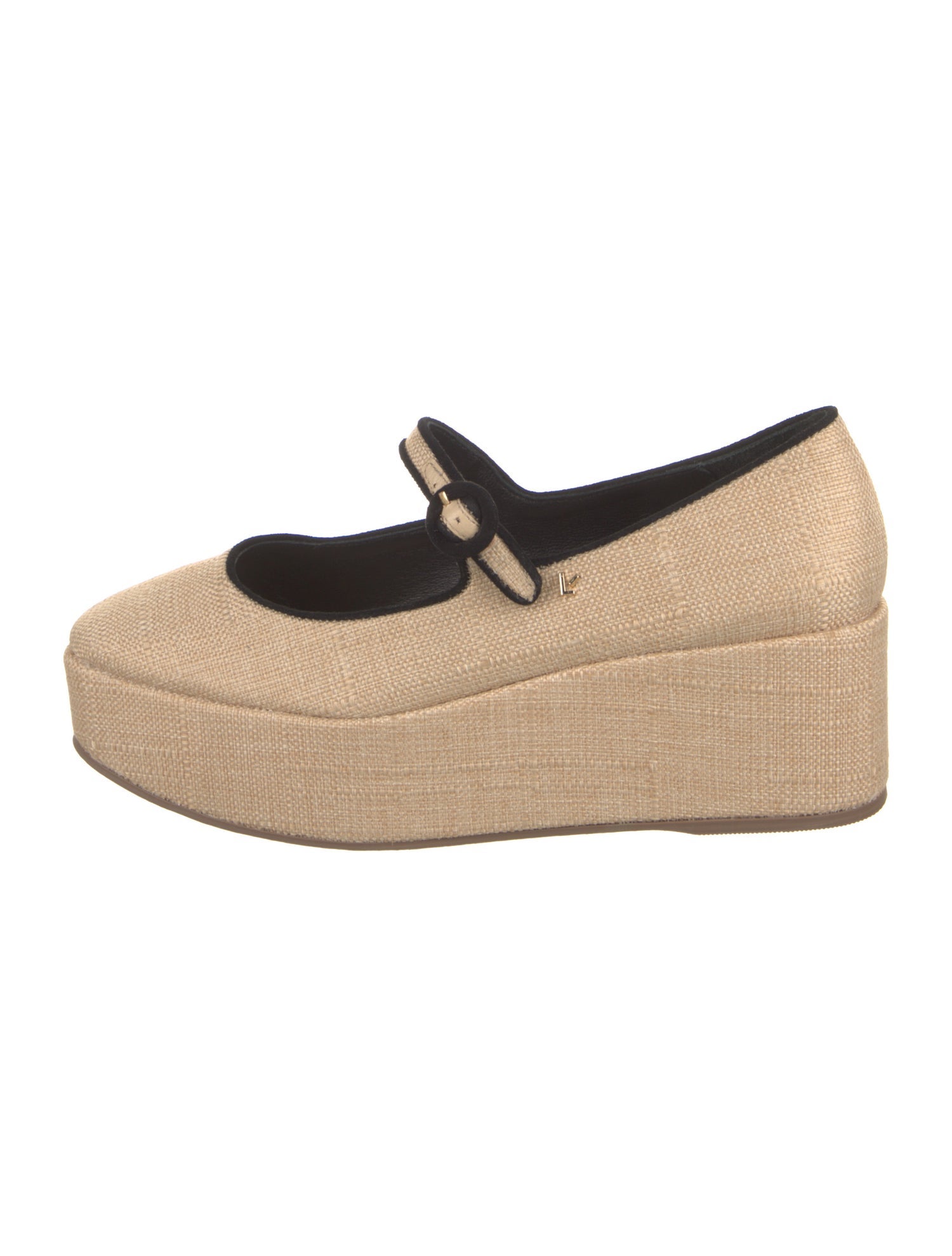 Larroude Raffia Leather Trim Embellishment Espadrilles
