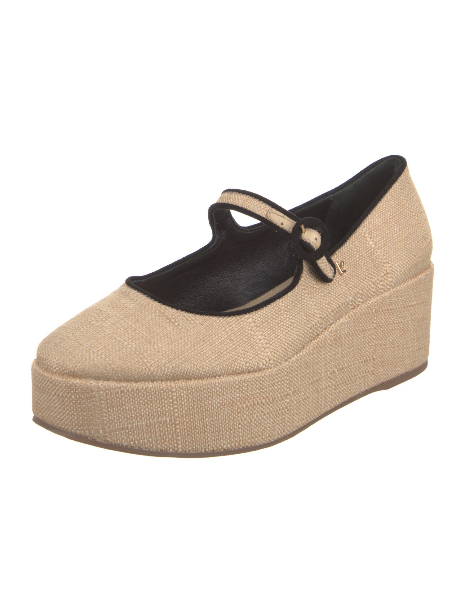 Larroude Raffia Leather Trim Embellishment Espadrilles
