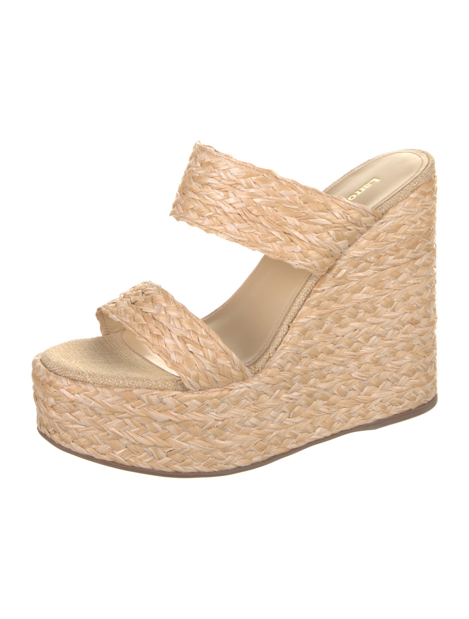 Larroude Straw Braided Accents Espadrilles