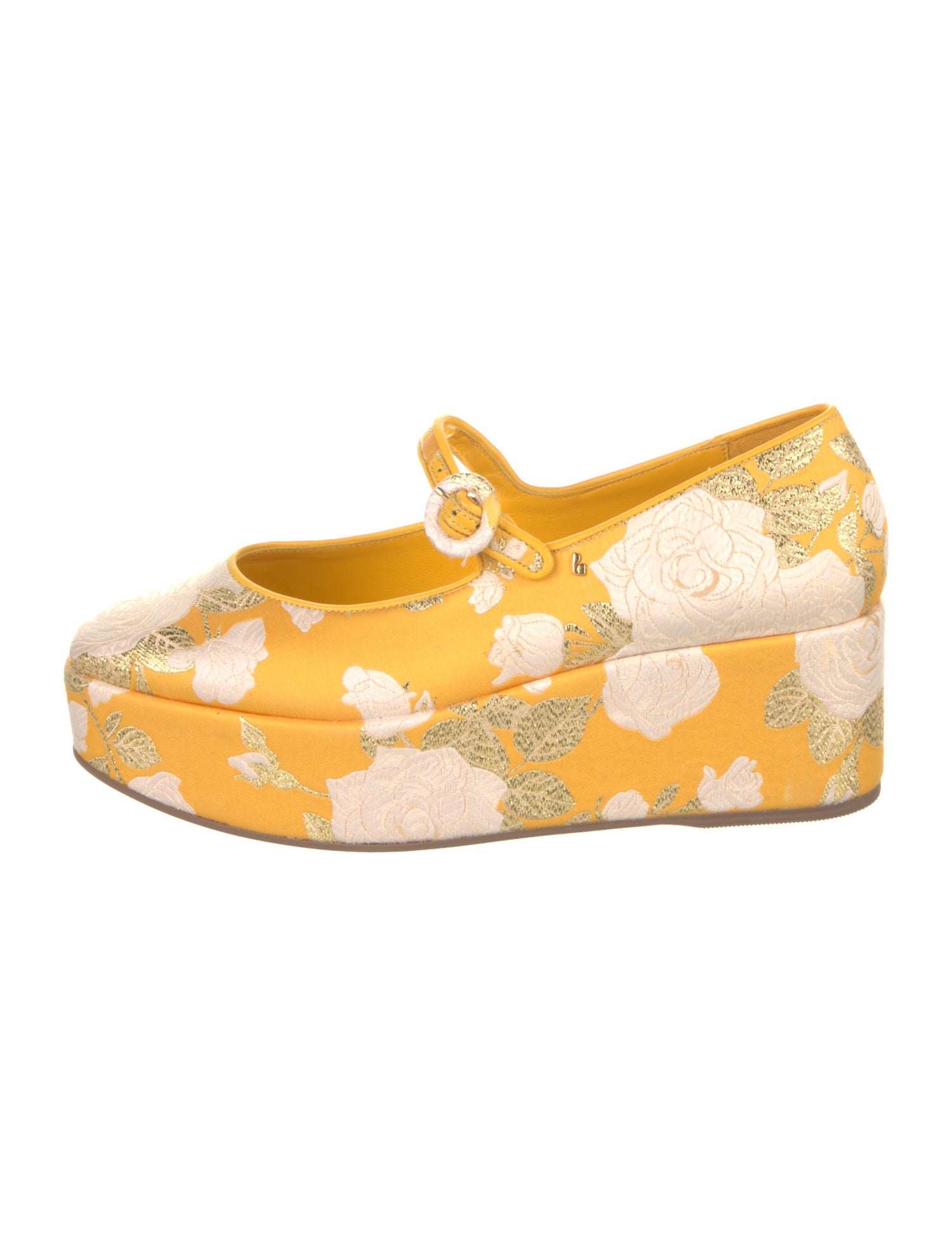 Larroude Floral Print Glitter Accents Pumps