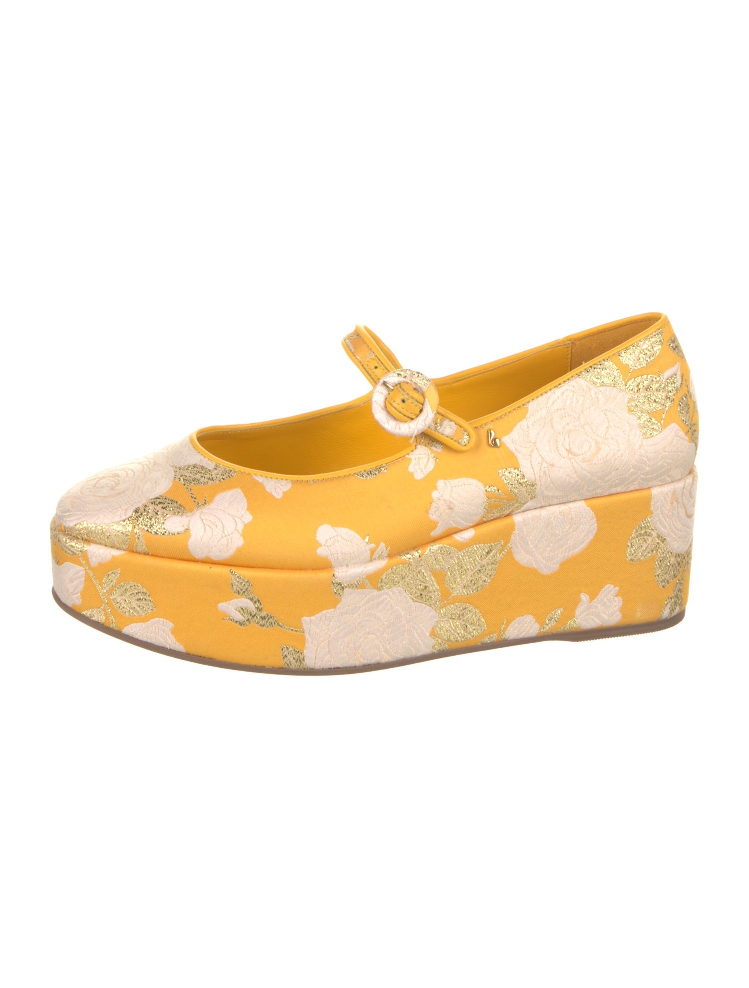 Larroude Floral Print Glitter Accents Pumps