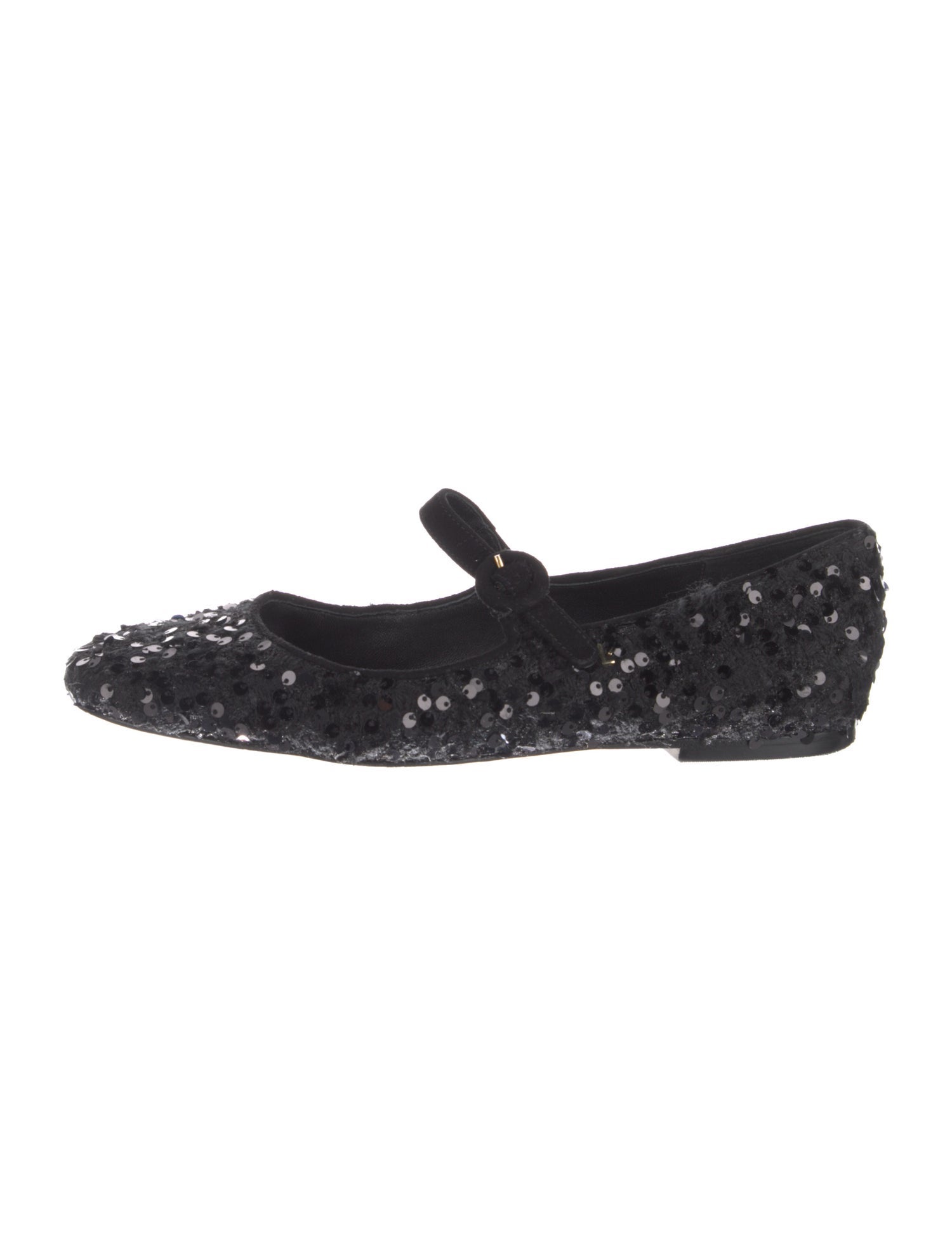 Larroude Sequins Floral Print Mary Jane Flats