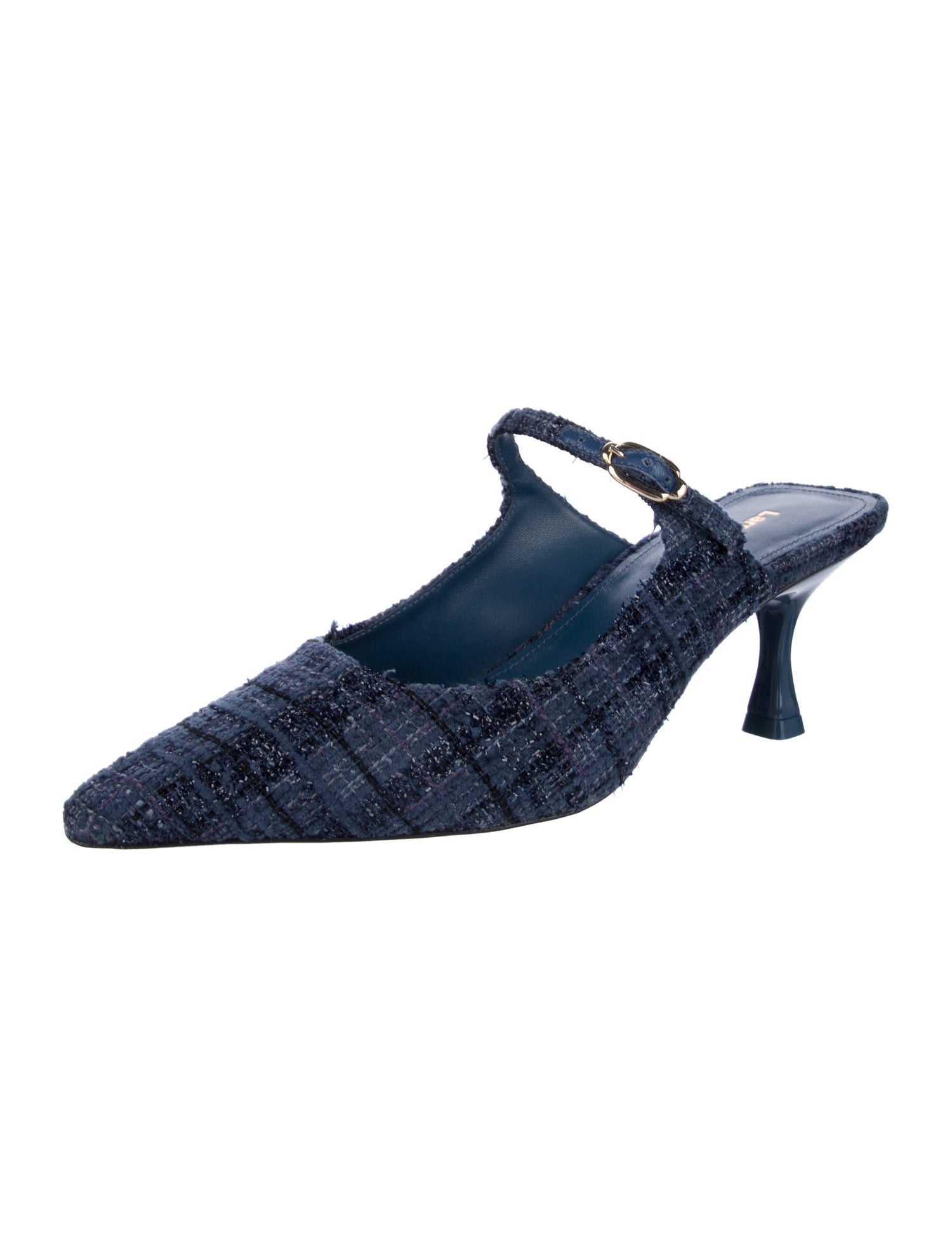 Larroude Tweed Tweed Pattern Mules