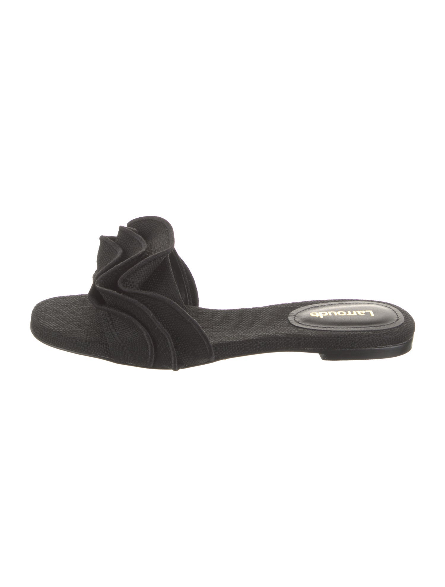 Larroude Raffia Ruffle Embellishment Slides