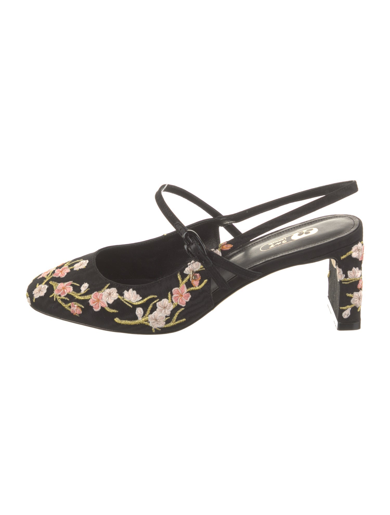 Larroude Floral Print Glitter Accents Slingback Pumps