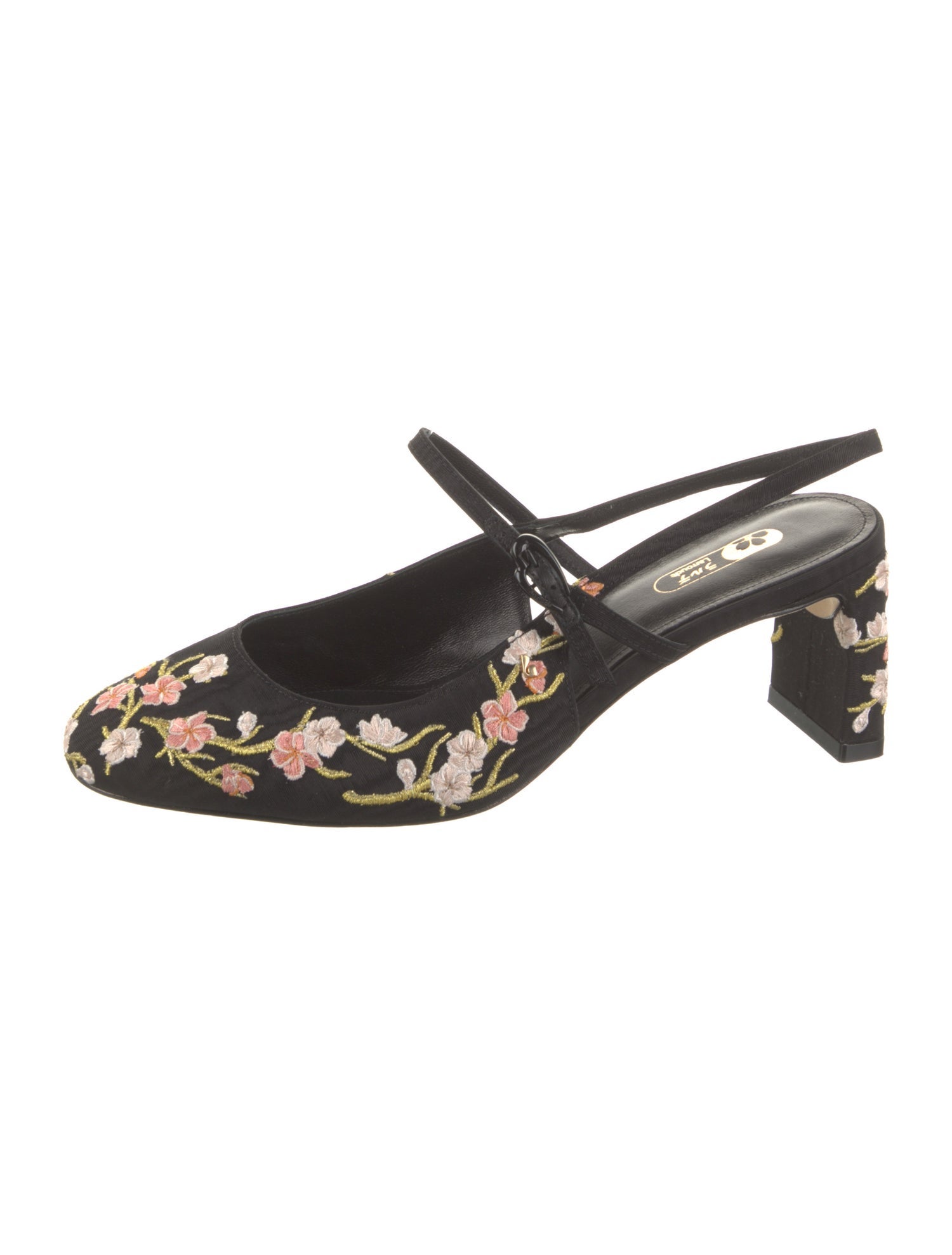 Larroude Floral Print Glitter Accents Slingback Pumps