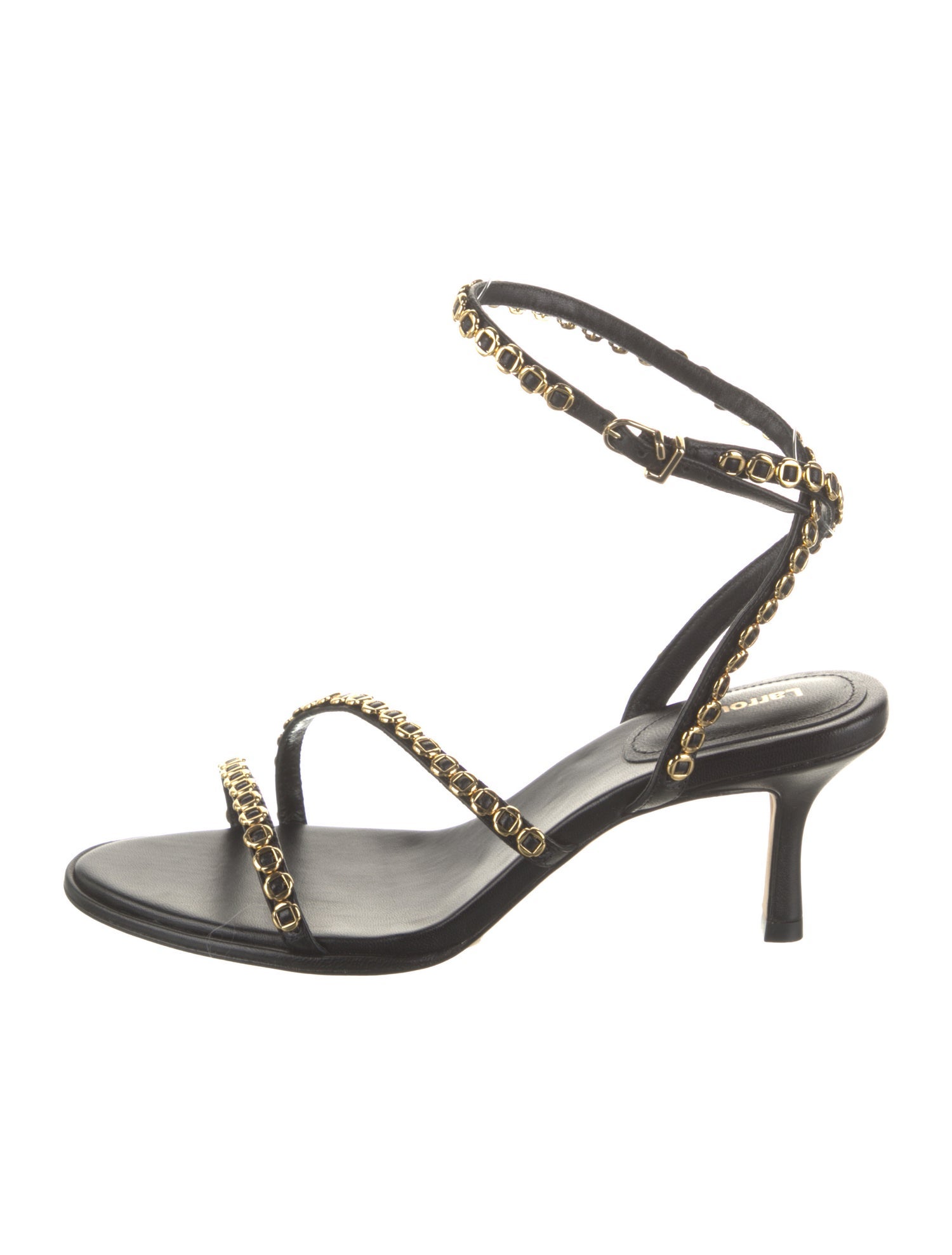 Larroude Leather Studded Accents Sandals