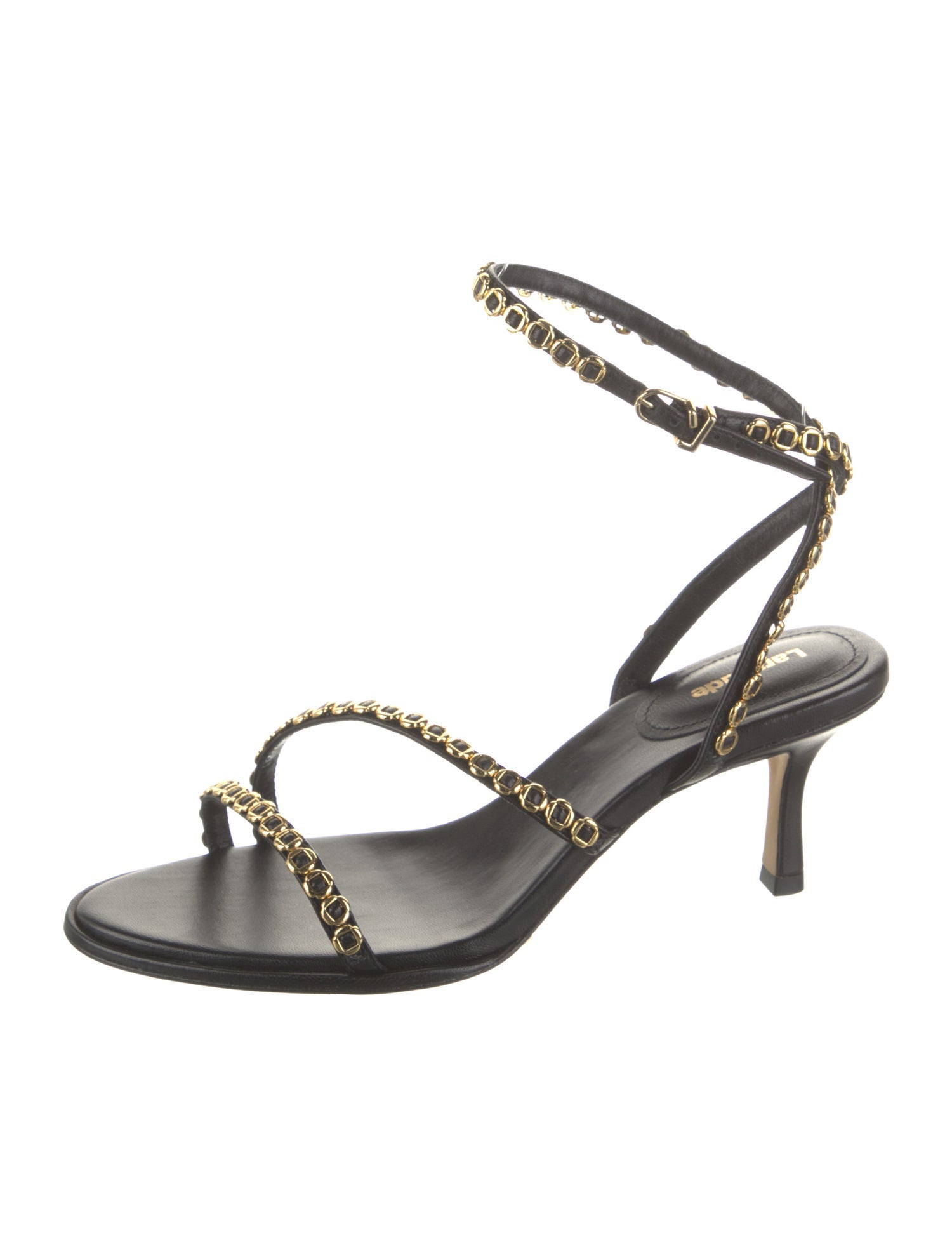 Larroude Leather Studded Accents Sandals