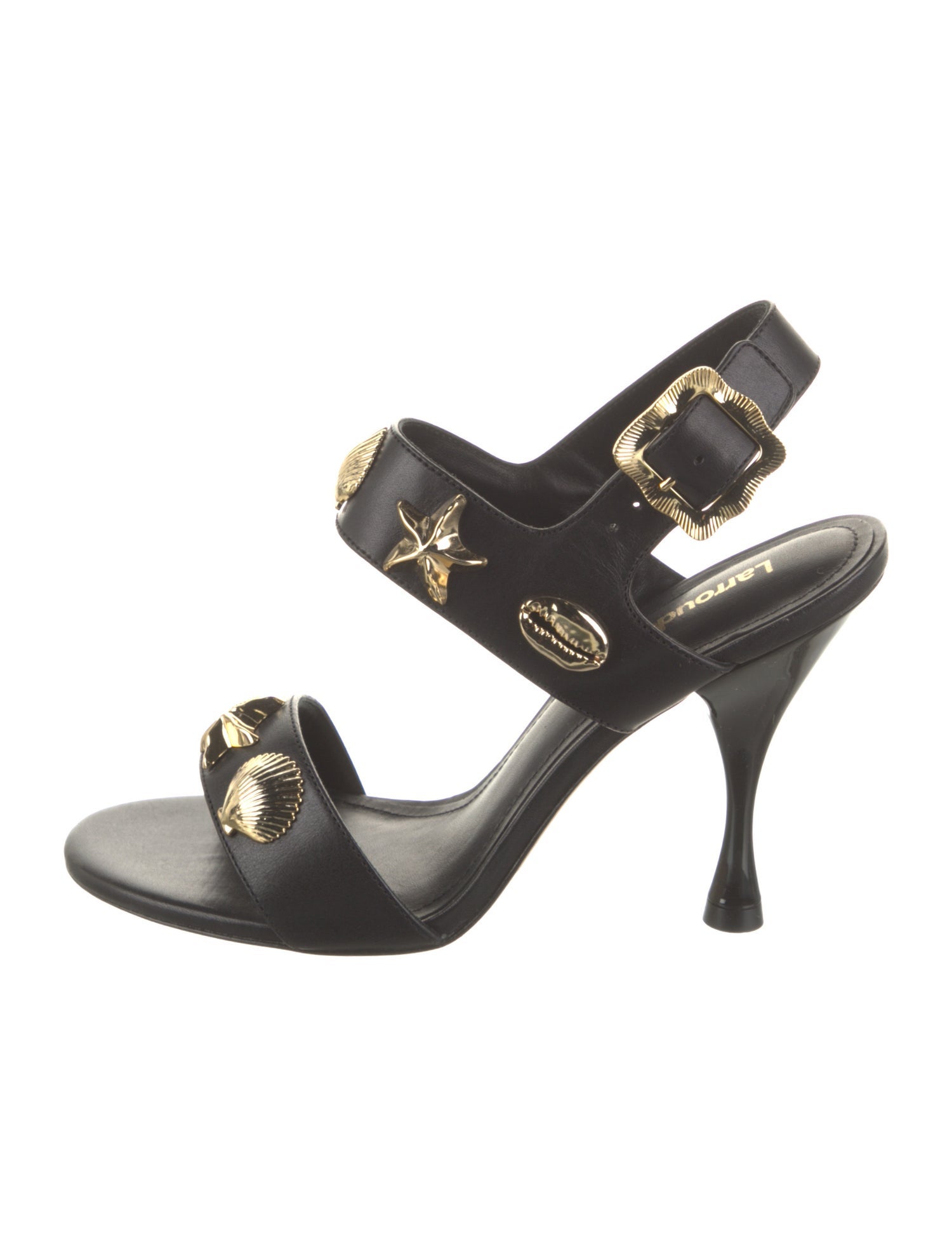 Larroude Leather Studded Accents Slingback Sandals