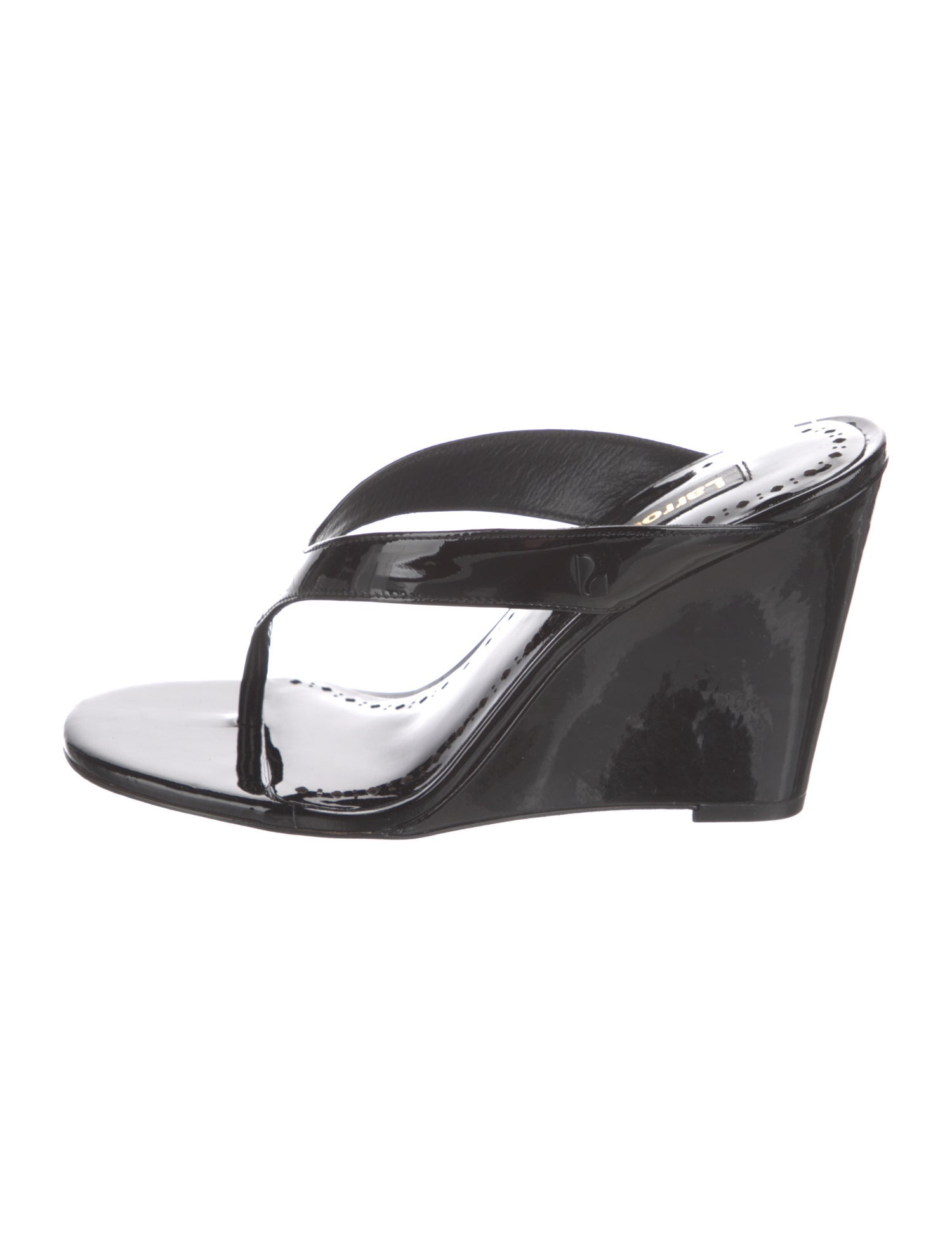 Larroude Patent Leather Flip Flops