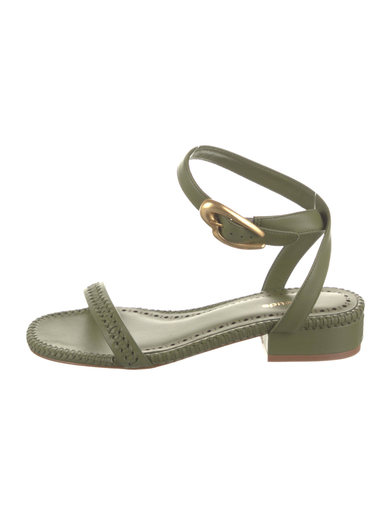 Larroude Leather Whipstitch Trim Sandals