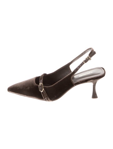 Pre-owned Larroude Leather Slingback Pumps In Brown