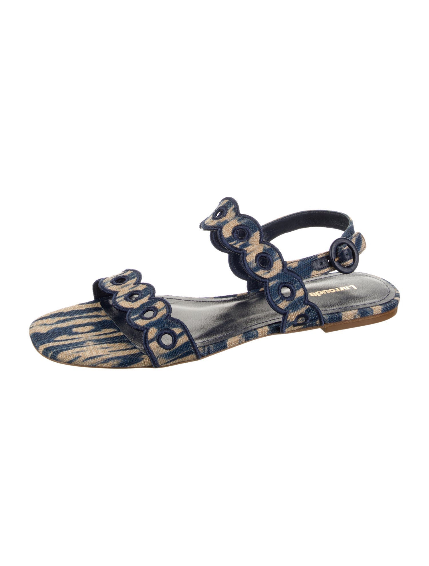 Larroude Raffia Printed Slingback Sandals