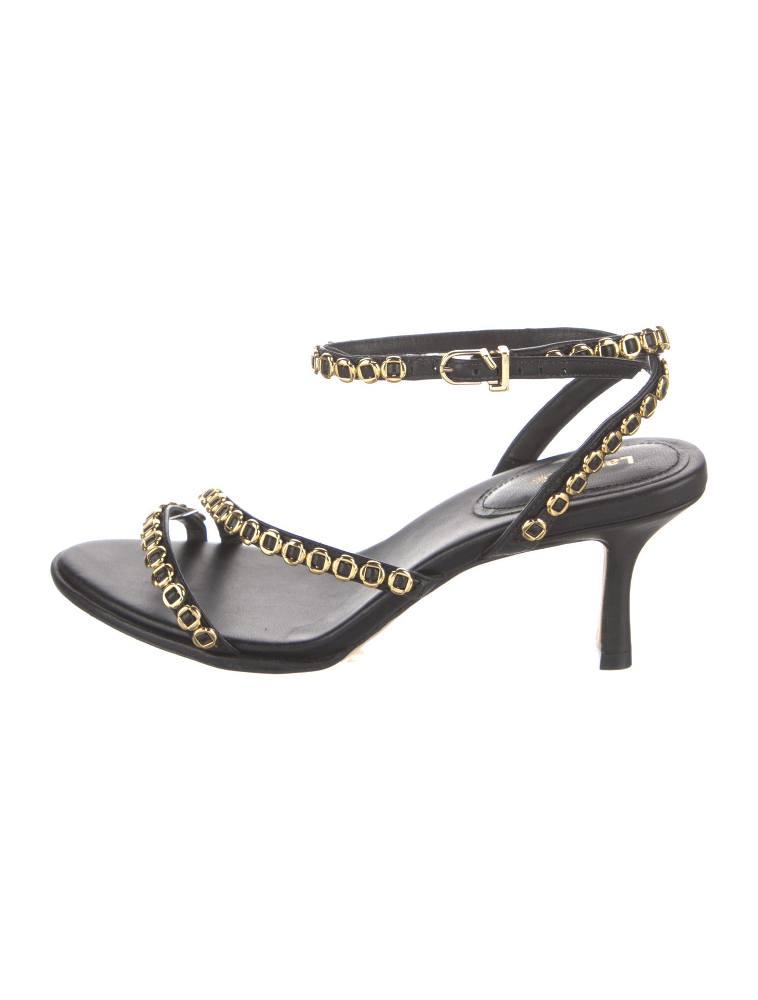 Larroude Leather Chain-Link Accents Sandals