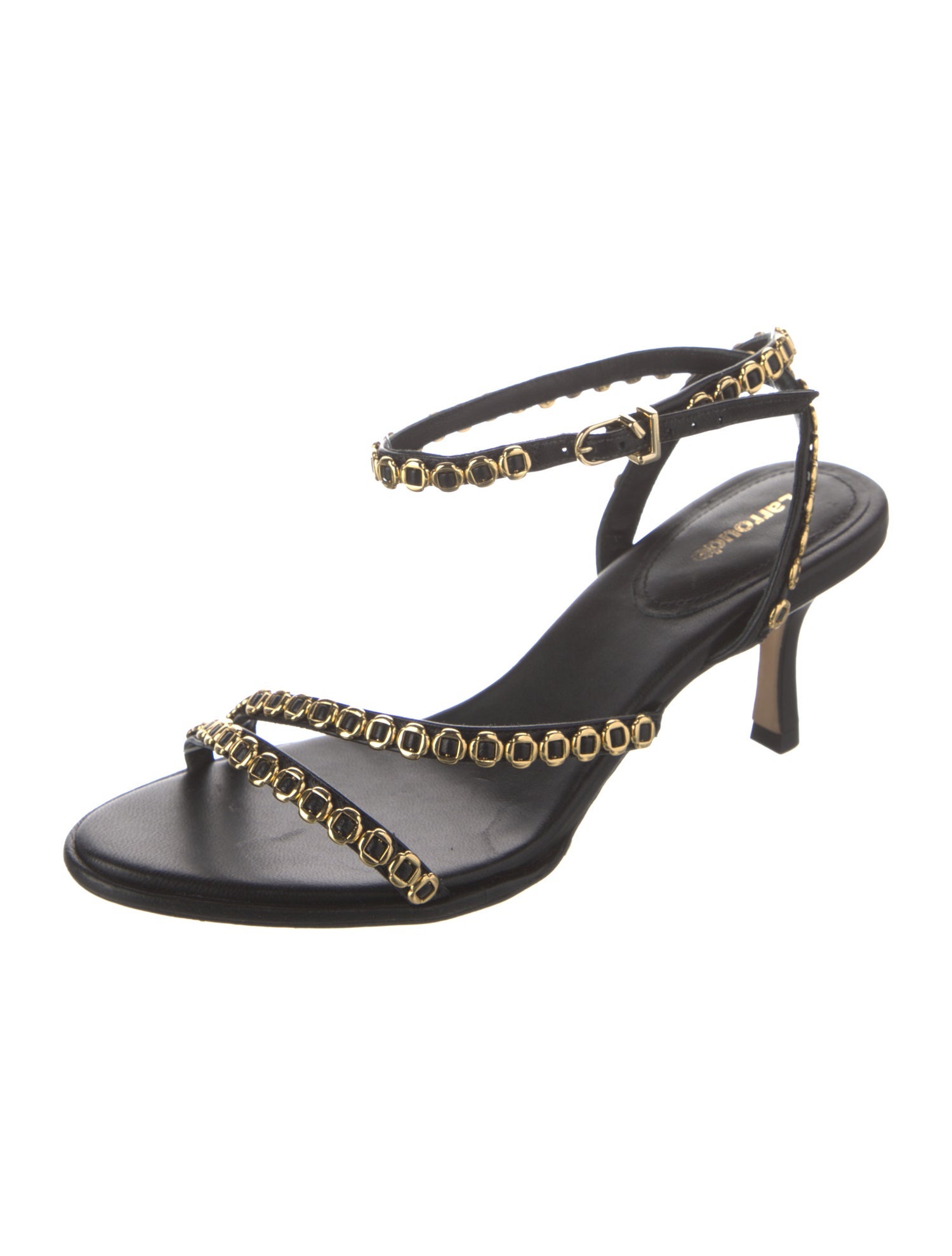 Larroude Leather Chain-Link Accents Sandals