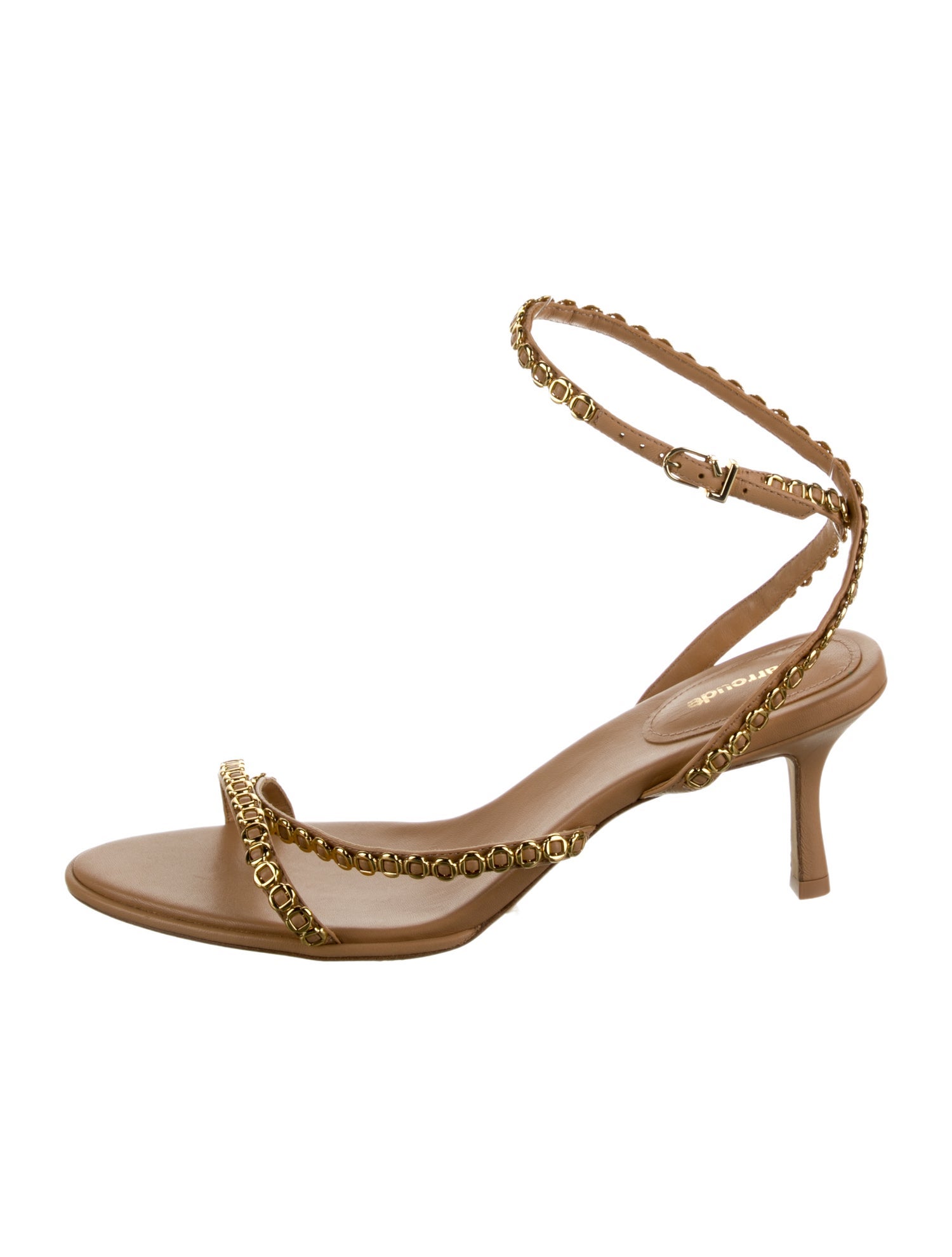 Larroude Leather Chain-Link Accents Sandals