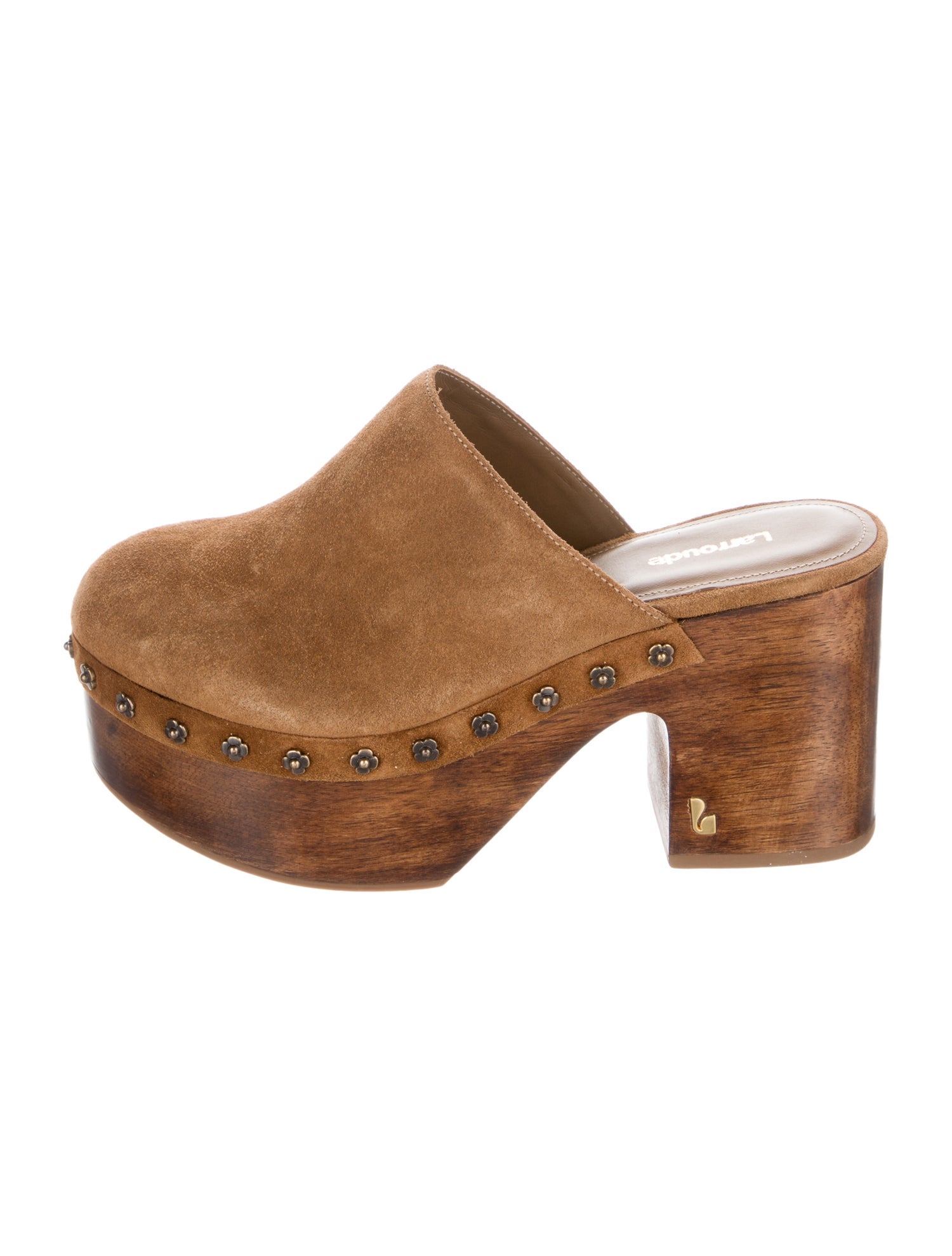 Larroude Suede Studded Accents Mules
