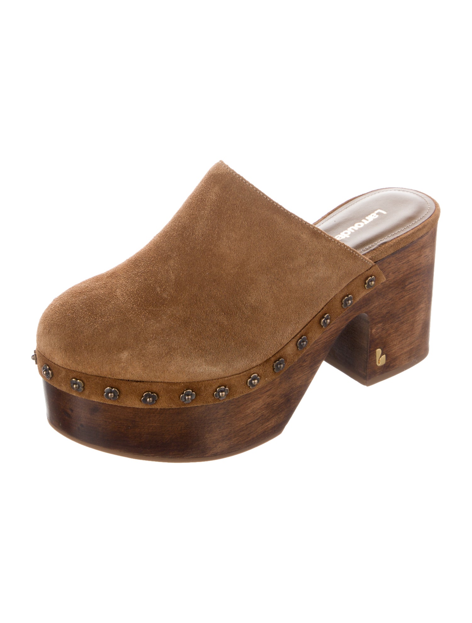 Larroude Suede Studded Accents Mules