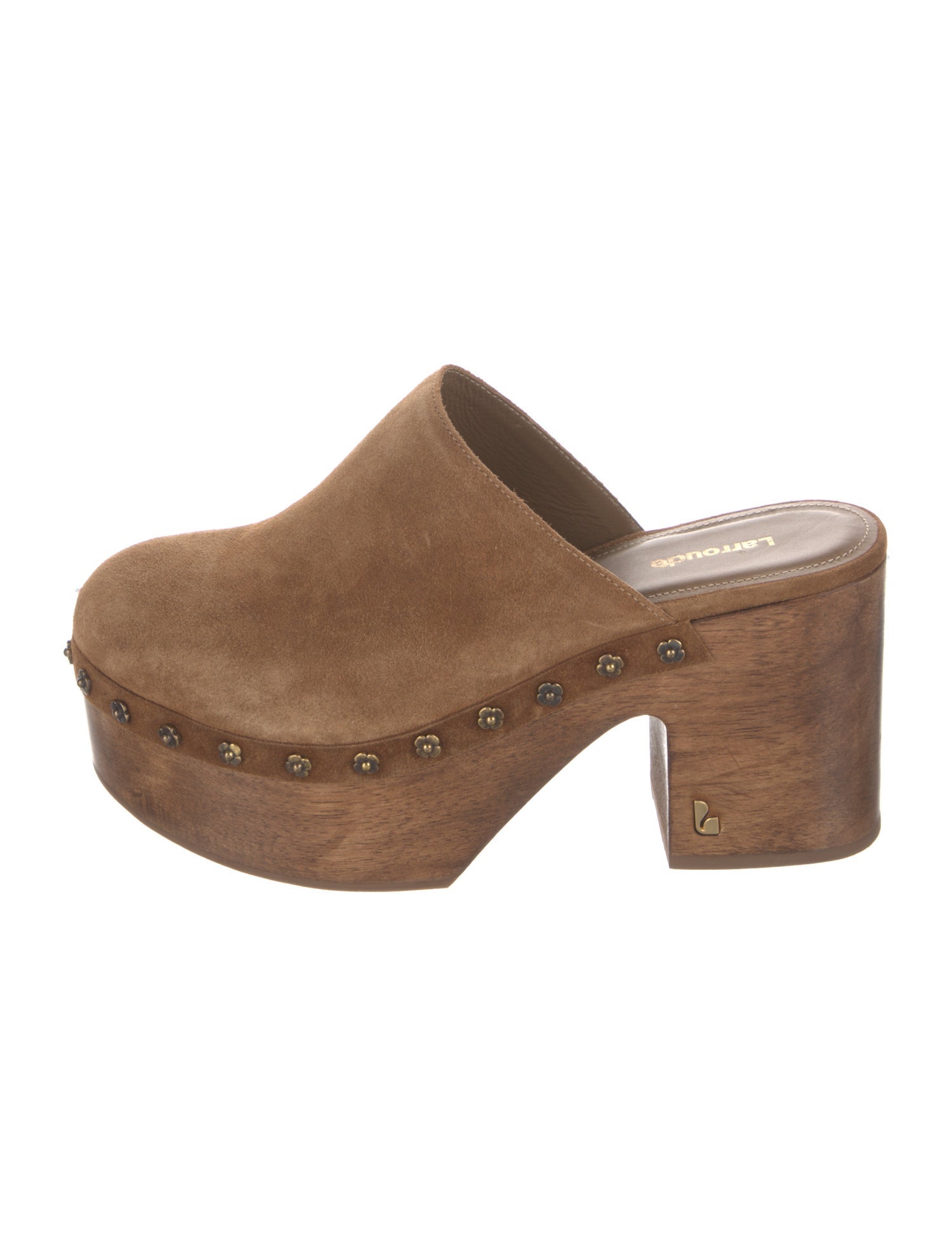 Larroude Suede Studded Accents Mules