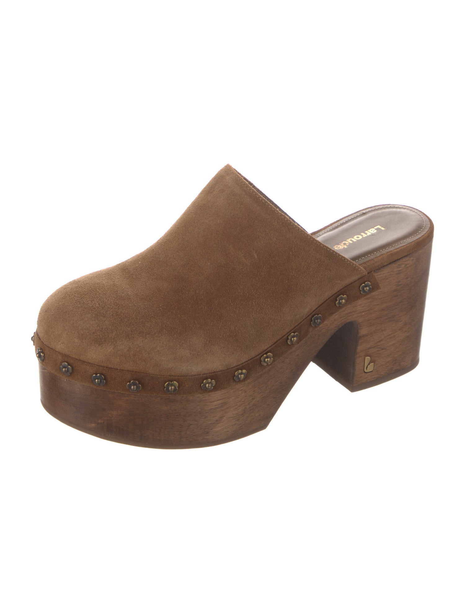 Larroude Suede Studded Accents Mules