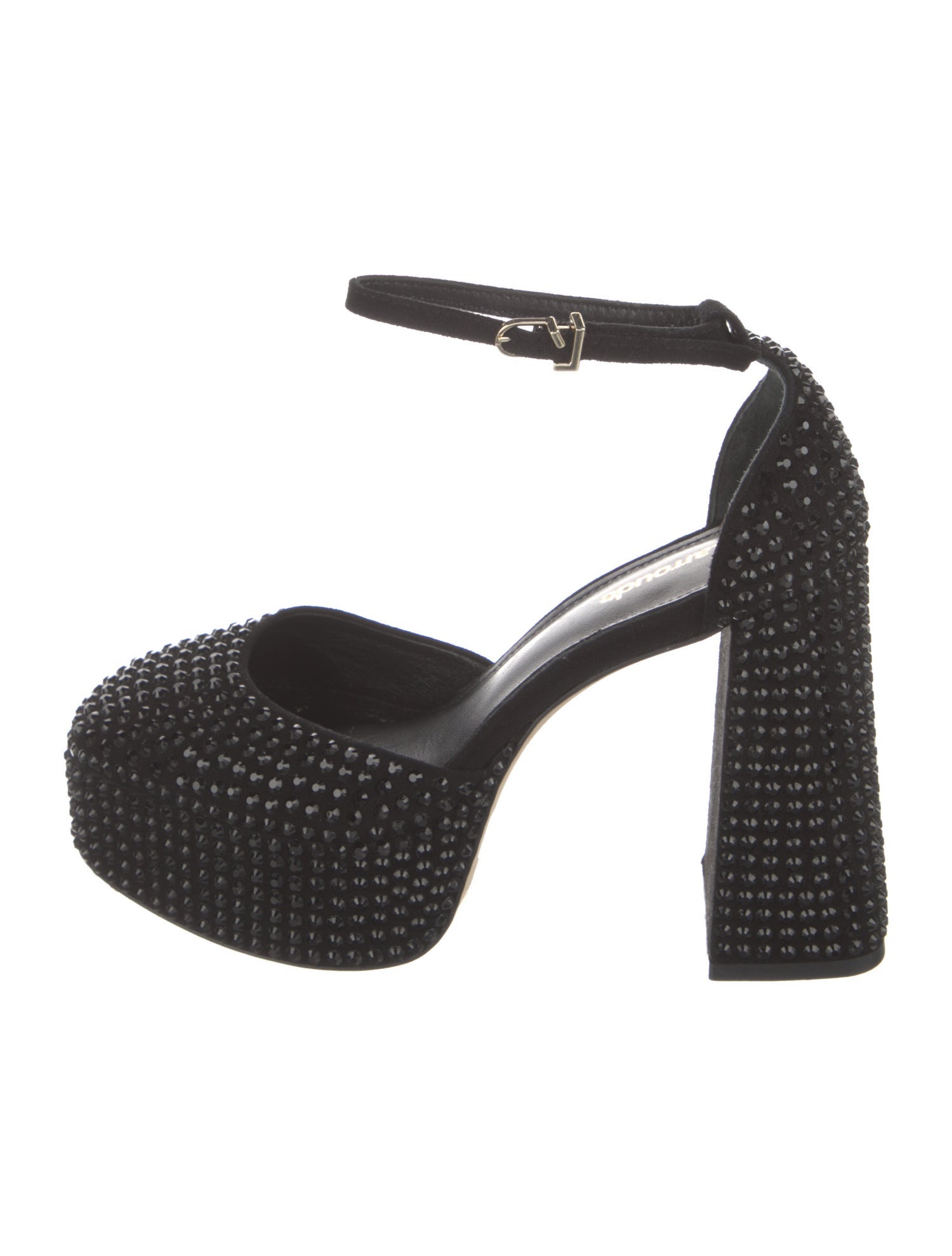 Larroude Suede Crystal Embellishments D'Orsay Pumps