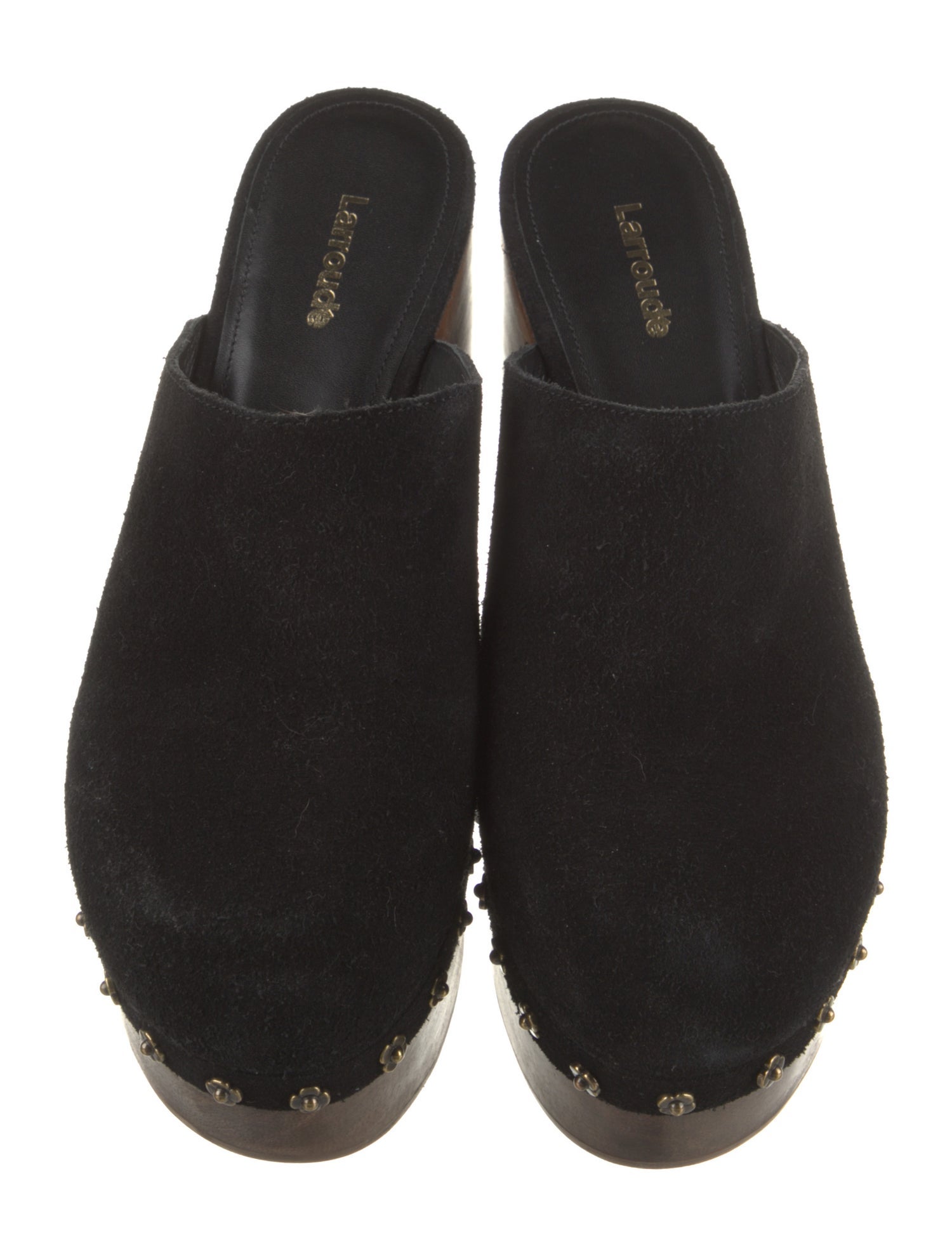 Larroude Suede Studded Accents Mules