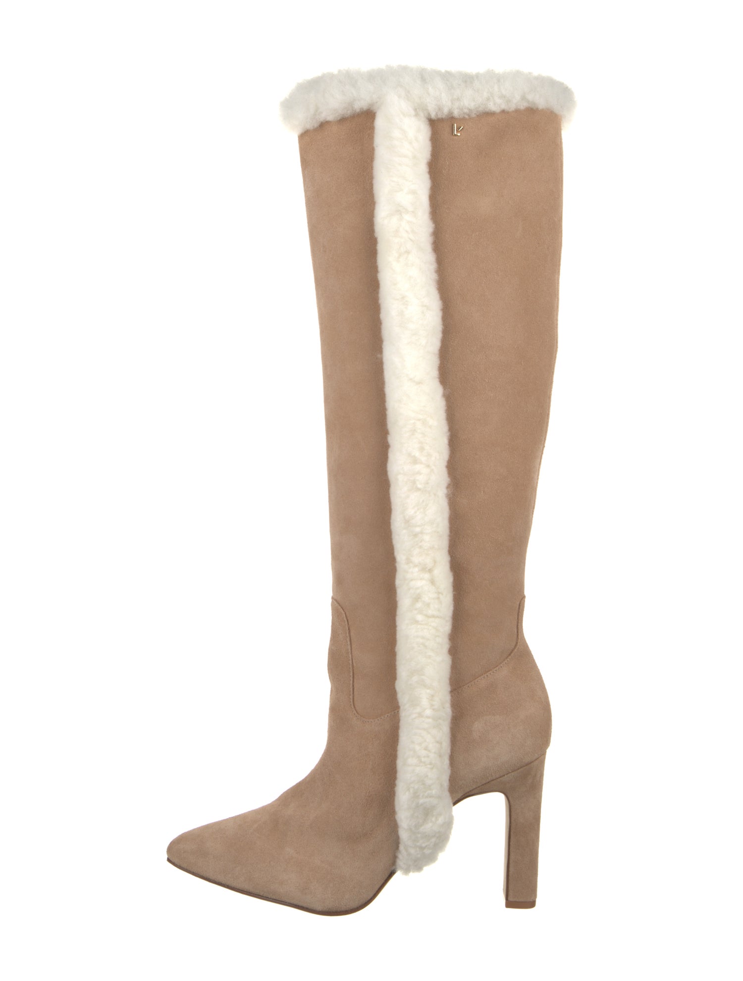 Larroude Suede Fur Trim Boots