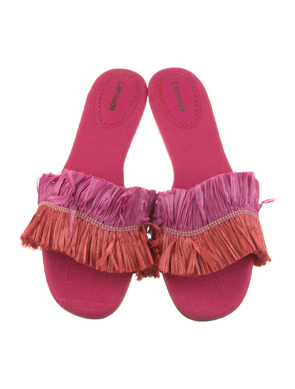 Larroude Straw Colorblock Pattern Slides - image 3