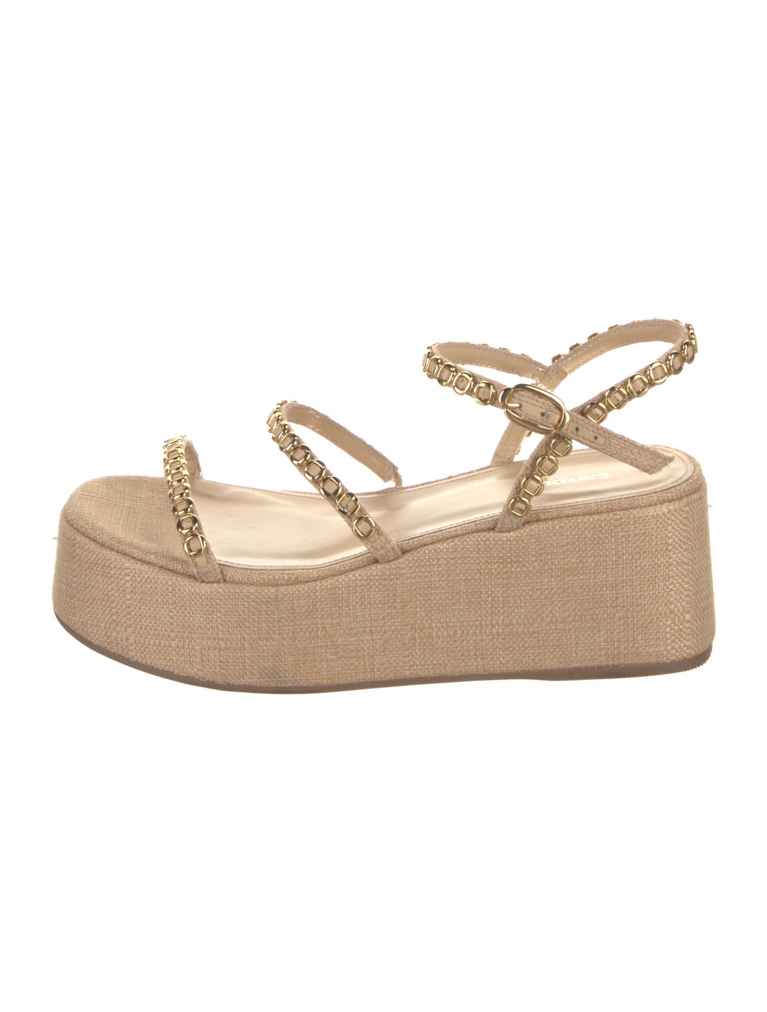 Larroude Leather Chain-Link Accents Espadrilles