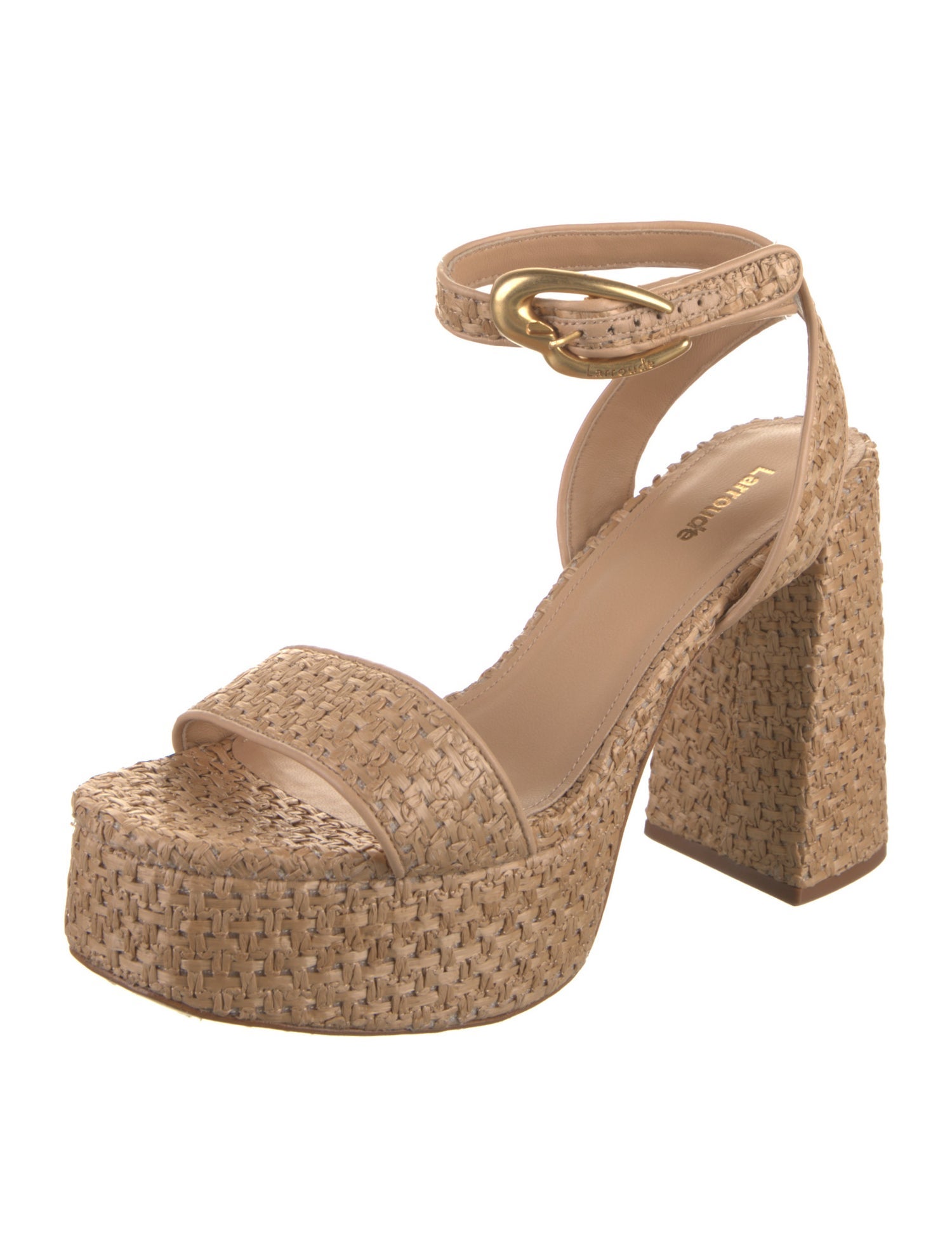 Larroude Raffia Sandals