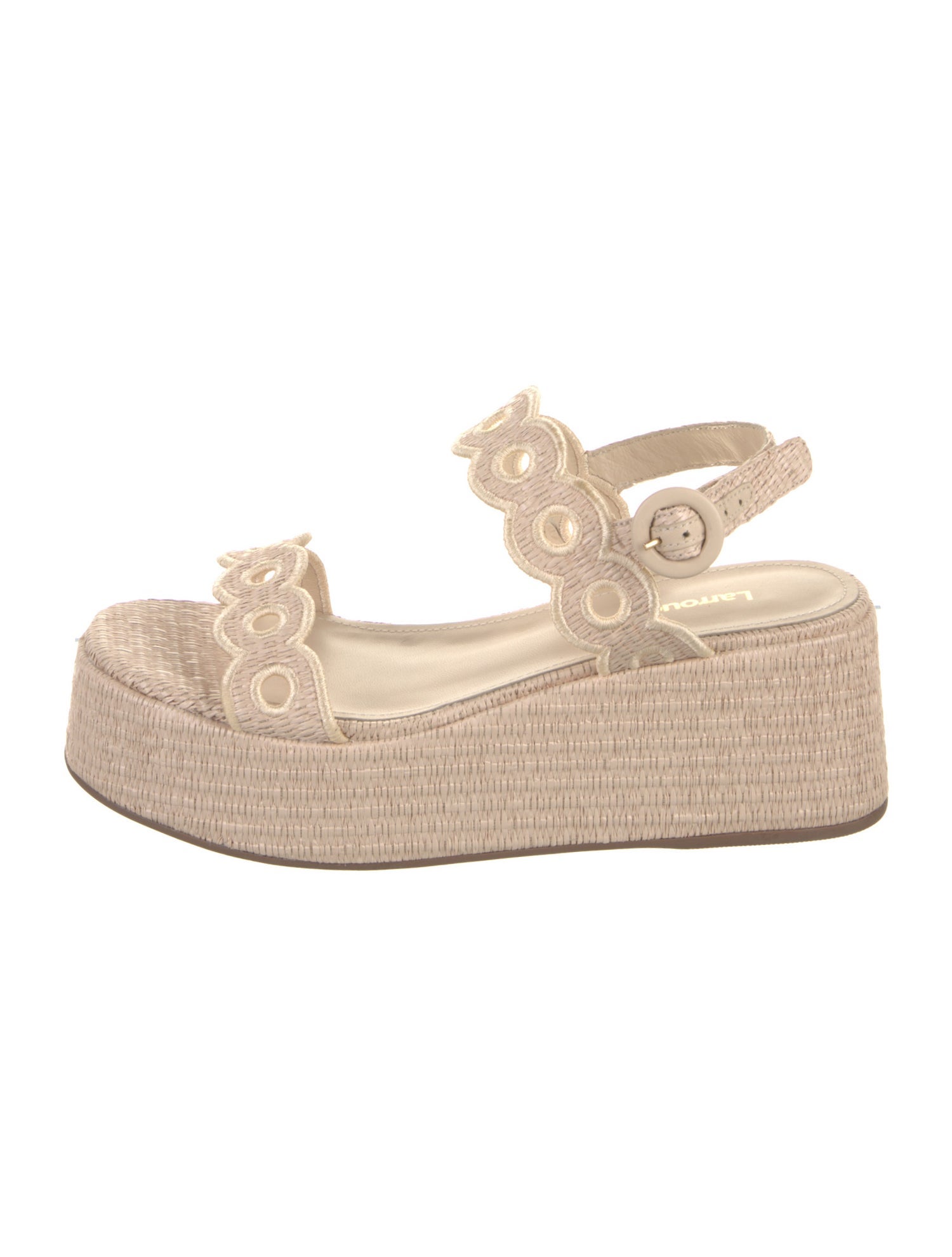 Larroude Raffia Eyelet Trim Espadrilles