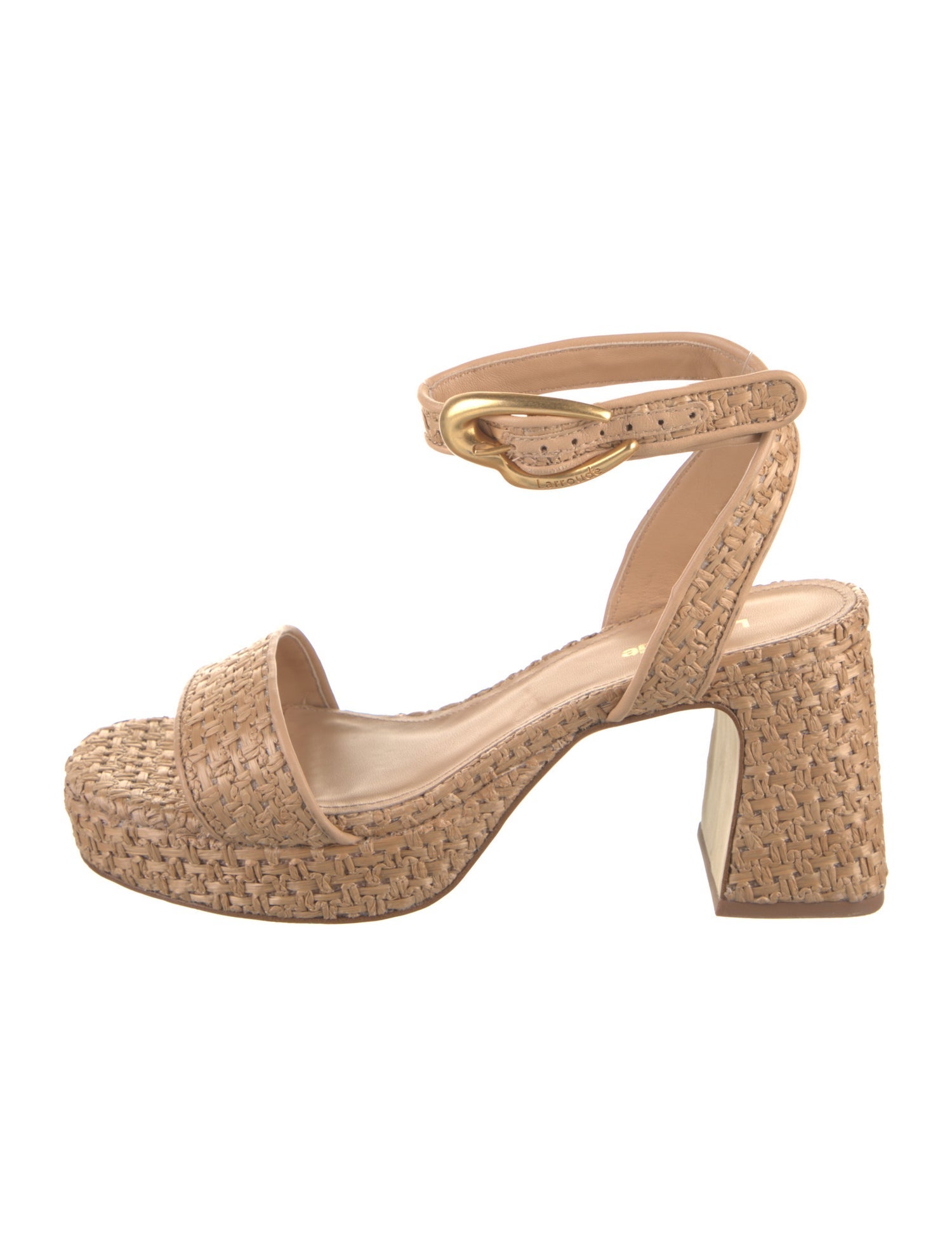 Larroude Straw Sandals