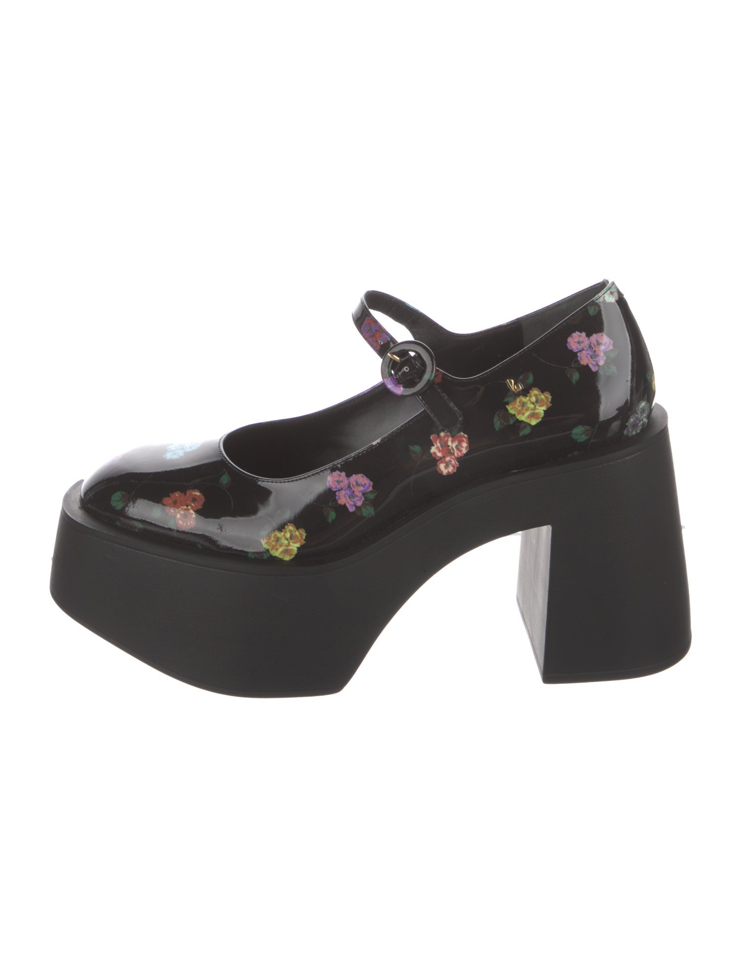 Larroude Patent Leather Floral Print Pumps