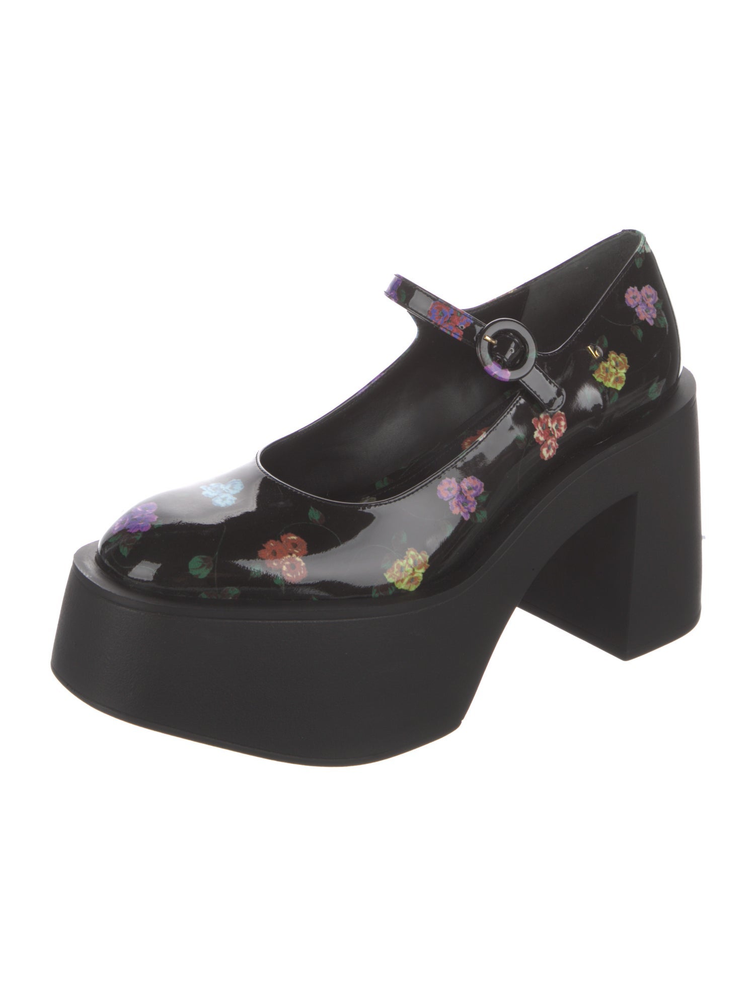 Larroude Patent Leather Floral Print Pumps