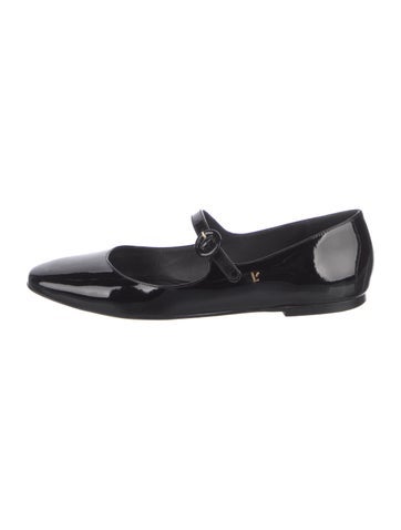 Pre-owned Larroude Patent Leather Mary Jane Flats In Black