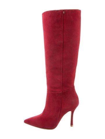 Pre-owned Larroude Suede Boots In Red