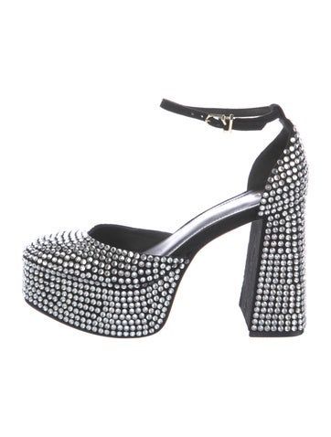 Pre-owned Larroude Crystal Crystal Embellishments D'orsay Pumps In Black