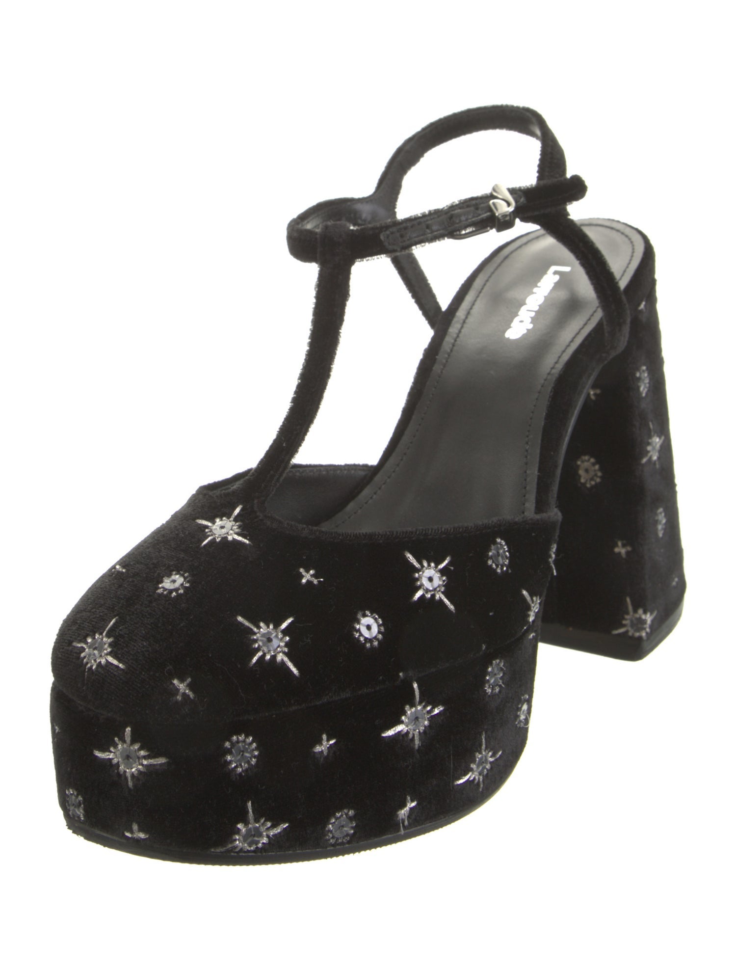 Larroude Velvet T-Strap Pumps