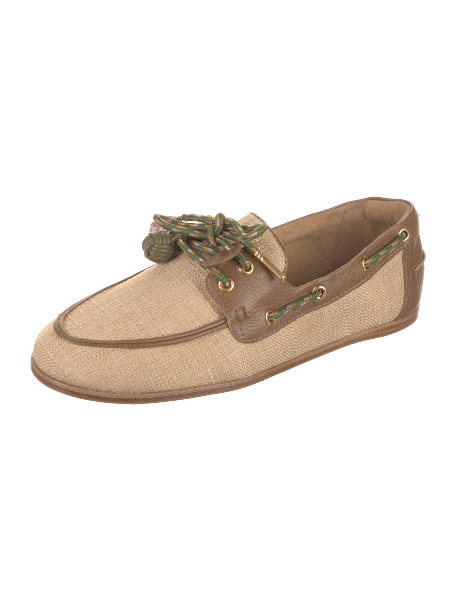 Larroude Straw Colorblock Pattern Loafers