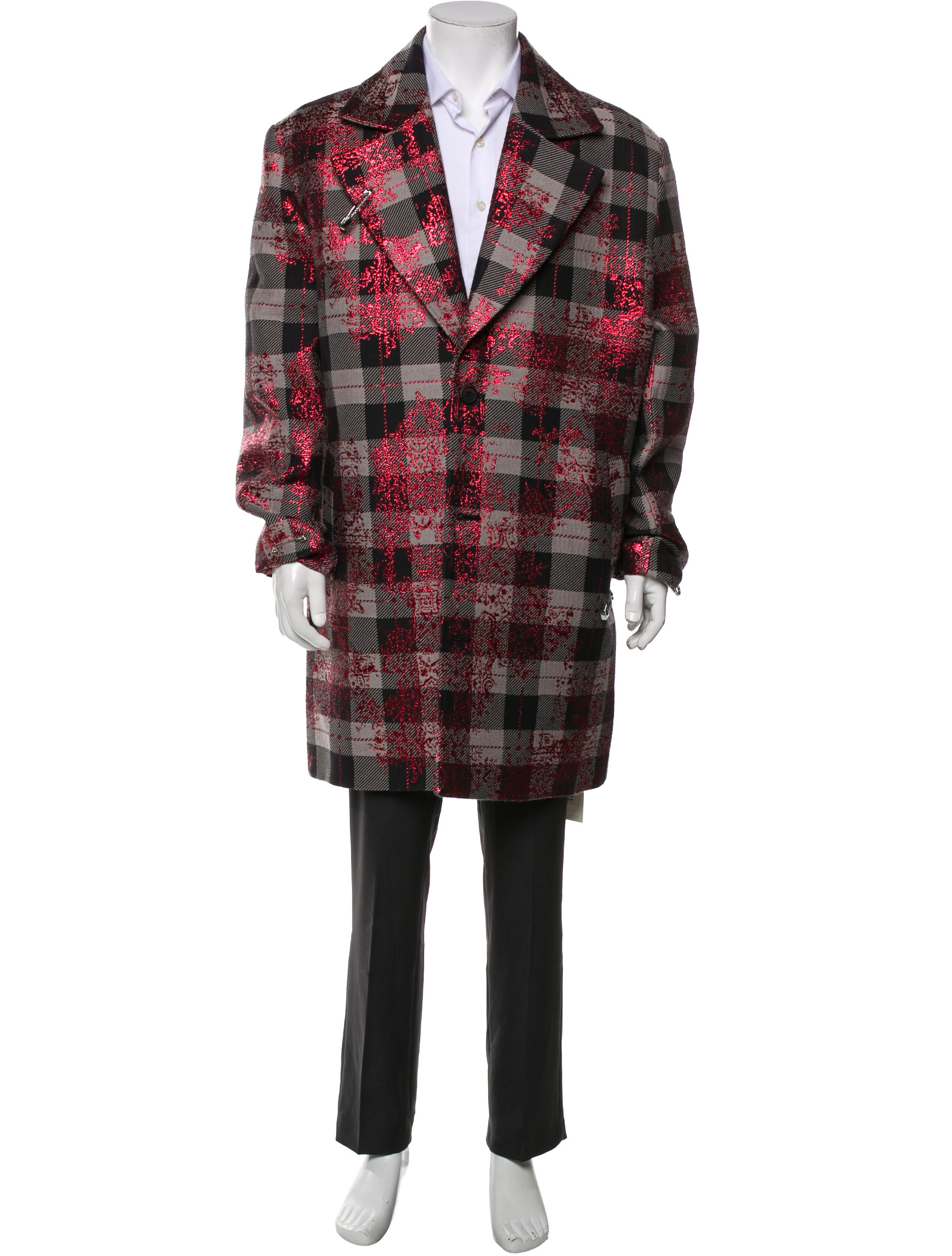Les Benjamins Plaid Print Overcoat