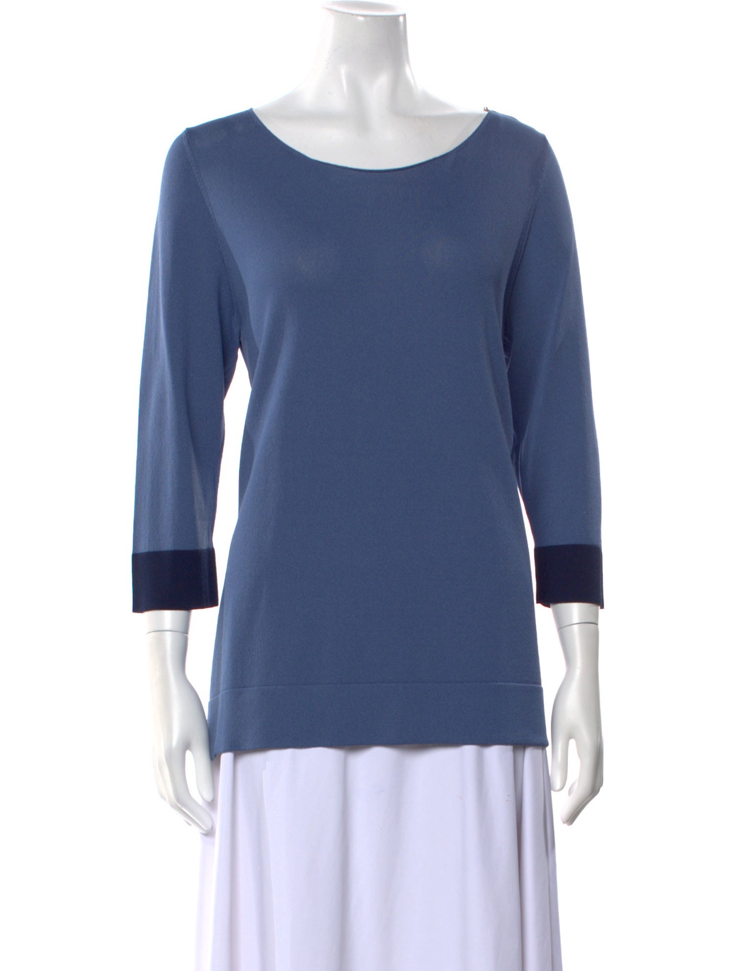 LE TRICOT PERUGIA Bateau Neckline Three-Quarter Sleeve T-Shirt